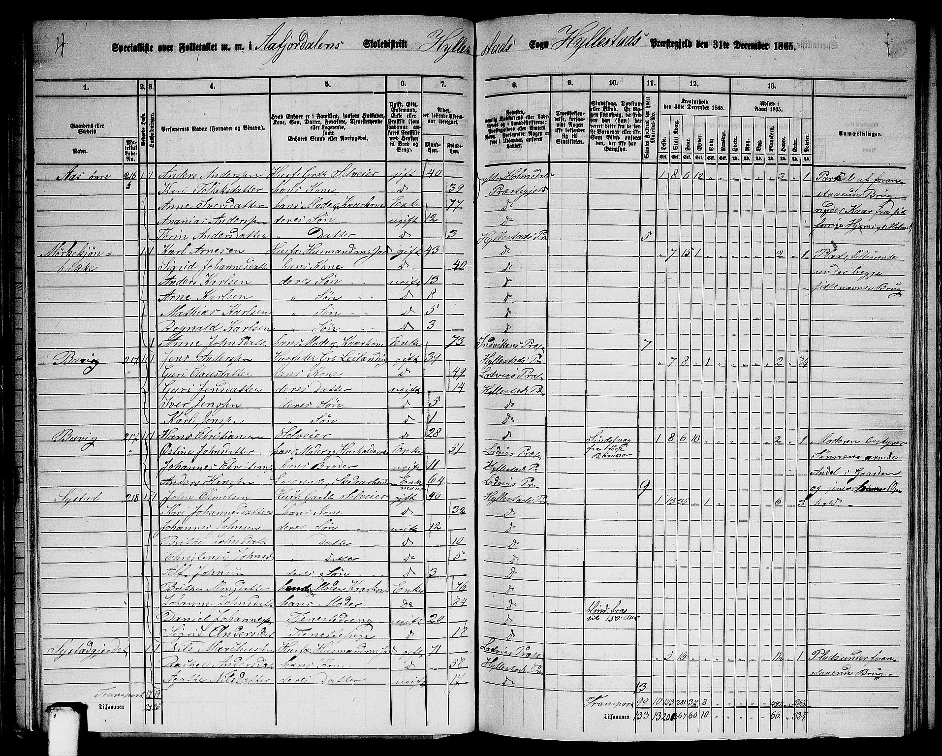 RA, 1865 census for Hyllestad, 1865, p. 55