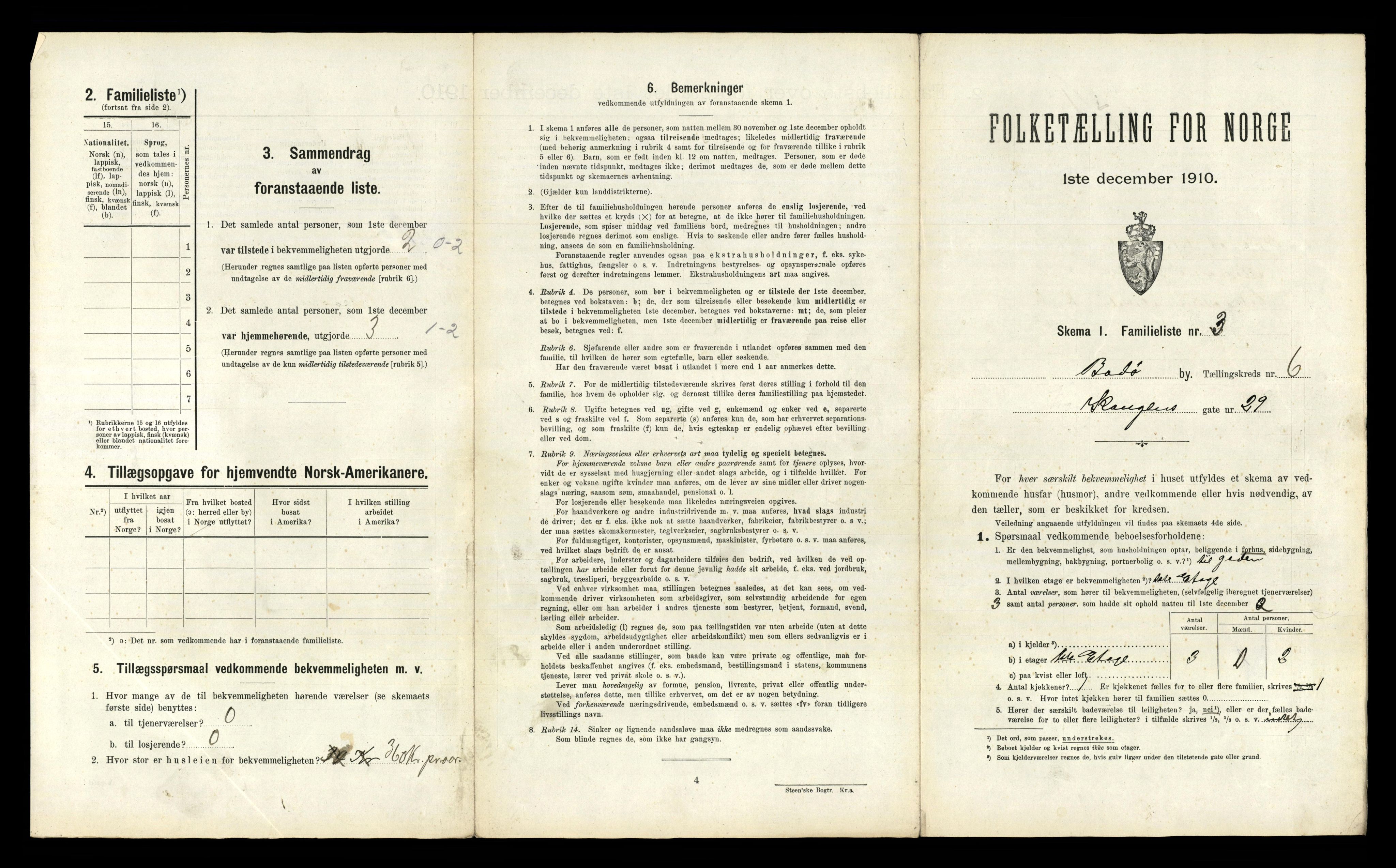 RA, 1910 census for Bodø, 1910, p. 1593