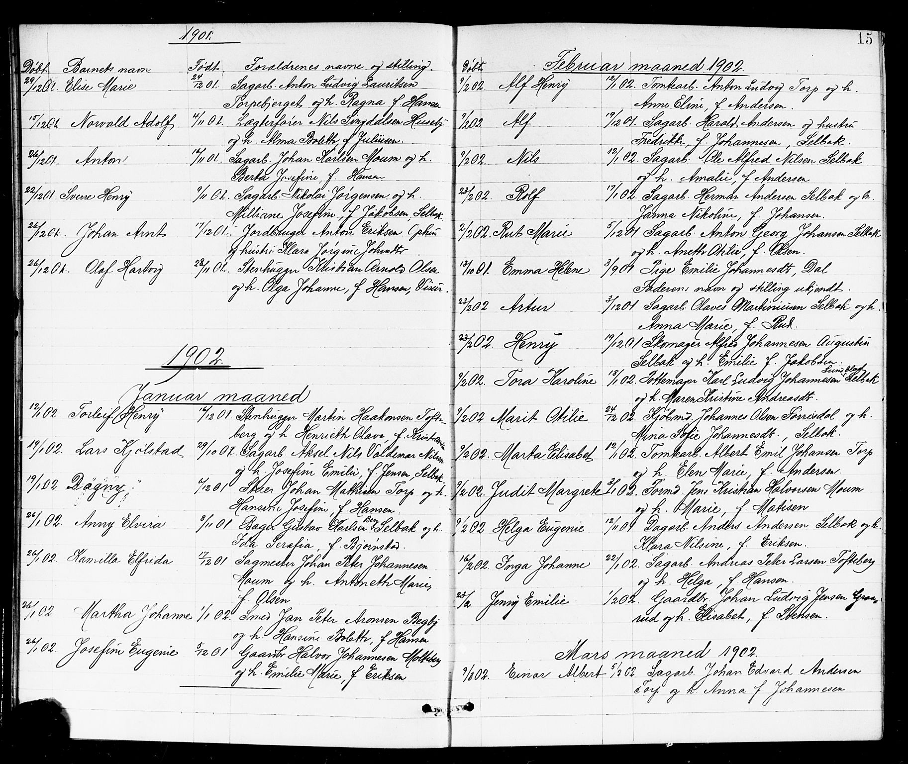 Borge prestekontor Kirkebøker, SAO/A-10903/G/Ga/L0002: Parish register (copy) no. I 2, 1875-1923, p. 15