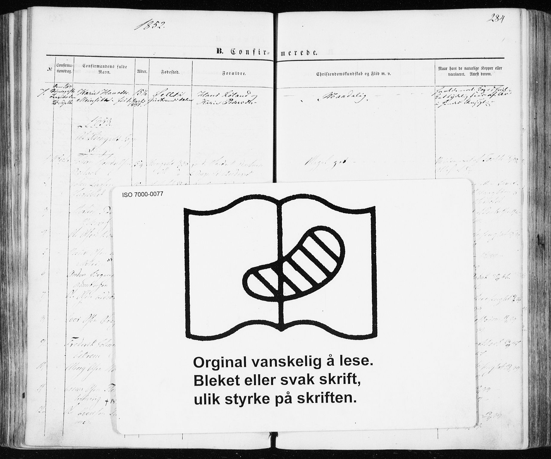 Ministerialprotokoller, klokkerbøker og fødselsregistre - Møre og Romsdal, AV/SAT-A-1454/586/L0984: Parish register (official) no. 586A10, 1844-1856, p. 284