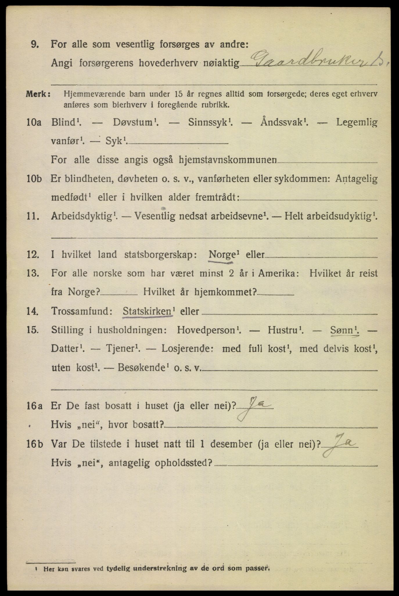 SAK, 1920 census for Randesund, 1920, p. 1073