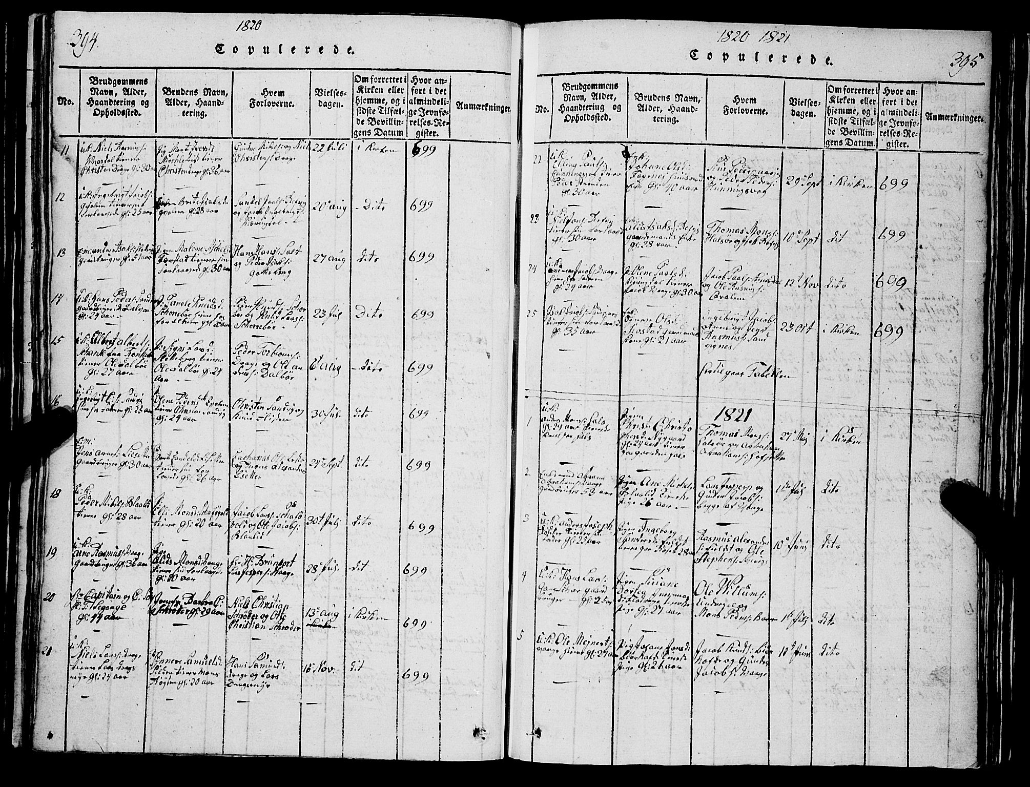 Selje sokneprestembete, SAB/A-99938/H/Ha/Hab/Haba: Parish register (copy) no. A 1, 1816-1828, p. 394-395