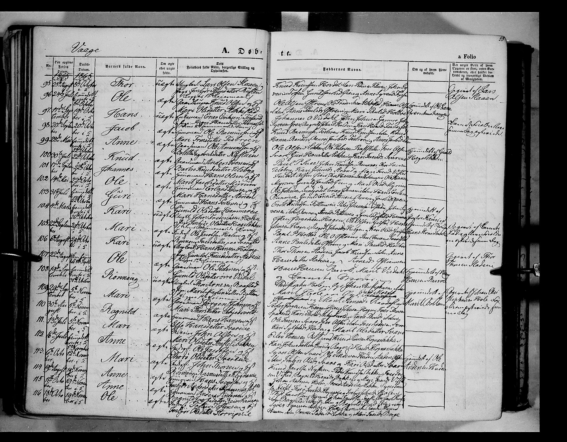 Vågå prestekontor, AV/SAH-PREST-076/H/Ha/Haa/L0006: Parish register (official) no. 6 /1, 1856-1872, p. 55