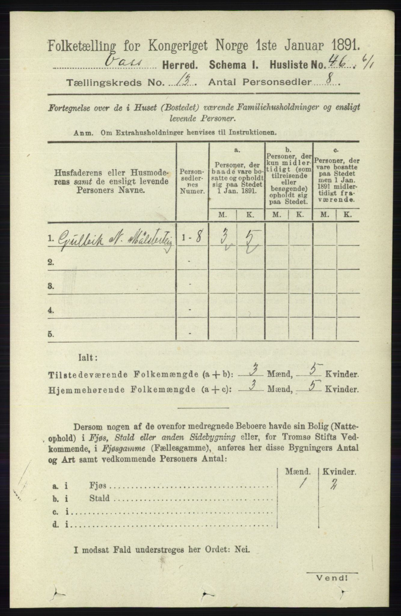 RA, 1891 census for 1235 Voss, 1891, p. 6882