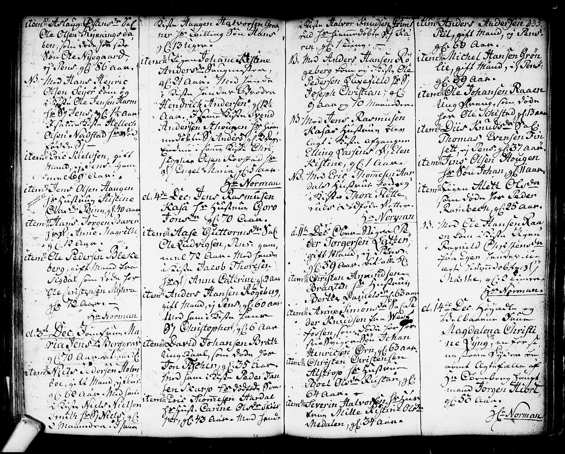 Kongsberg kirkebøker, SAKO/A-22/F/Fa/L0006: Parish register (official) no. I 6, 1783-1797, p. 335