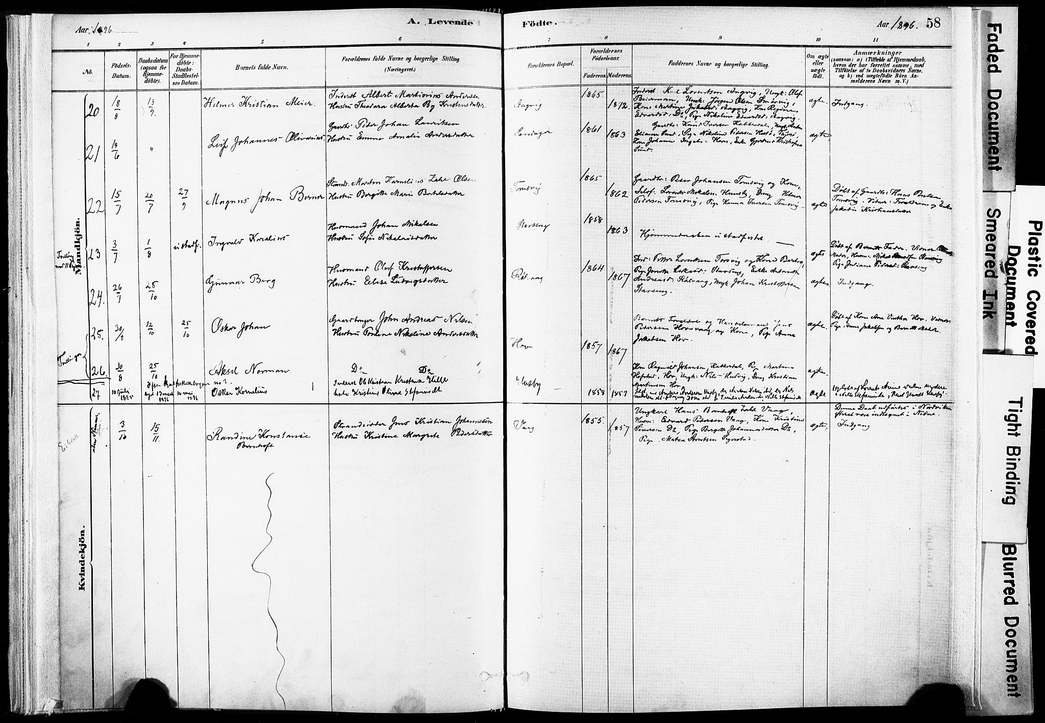 Ministerialprotokoller, klokkerbøker og fødselsregistre - Nordland, SAT/A-1459/835/L0525: Parish register (official) no. 835A03I, 1881-1910, p. 58