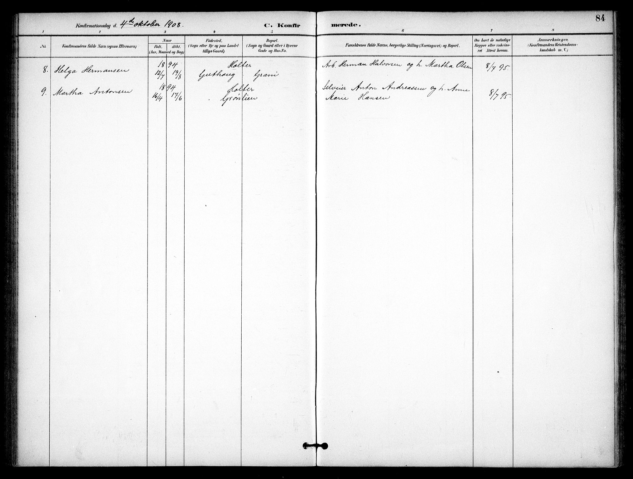 Nannestad prestekontor Kirkebøker, SAO/A-10414a/F/Fb/L0002: Parish register (official) no. II 2, 1891-1909, p. 84