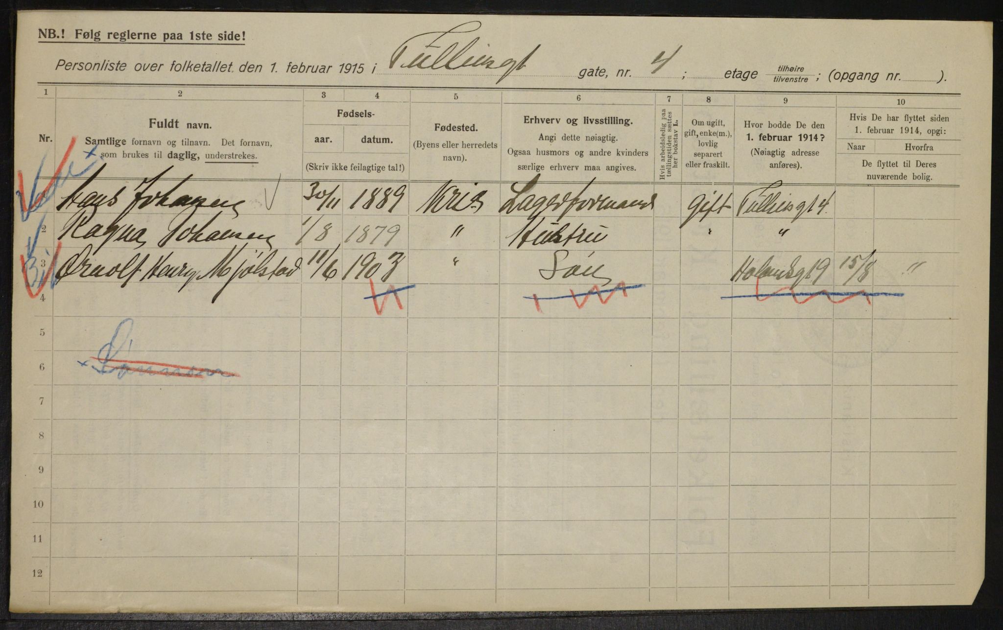 OBA, Municipal Census 1915 for Kristiania, 1915, p. 117574