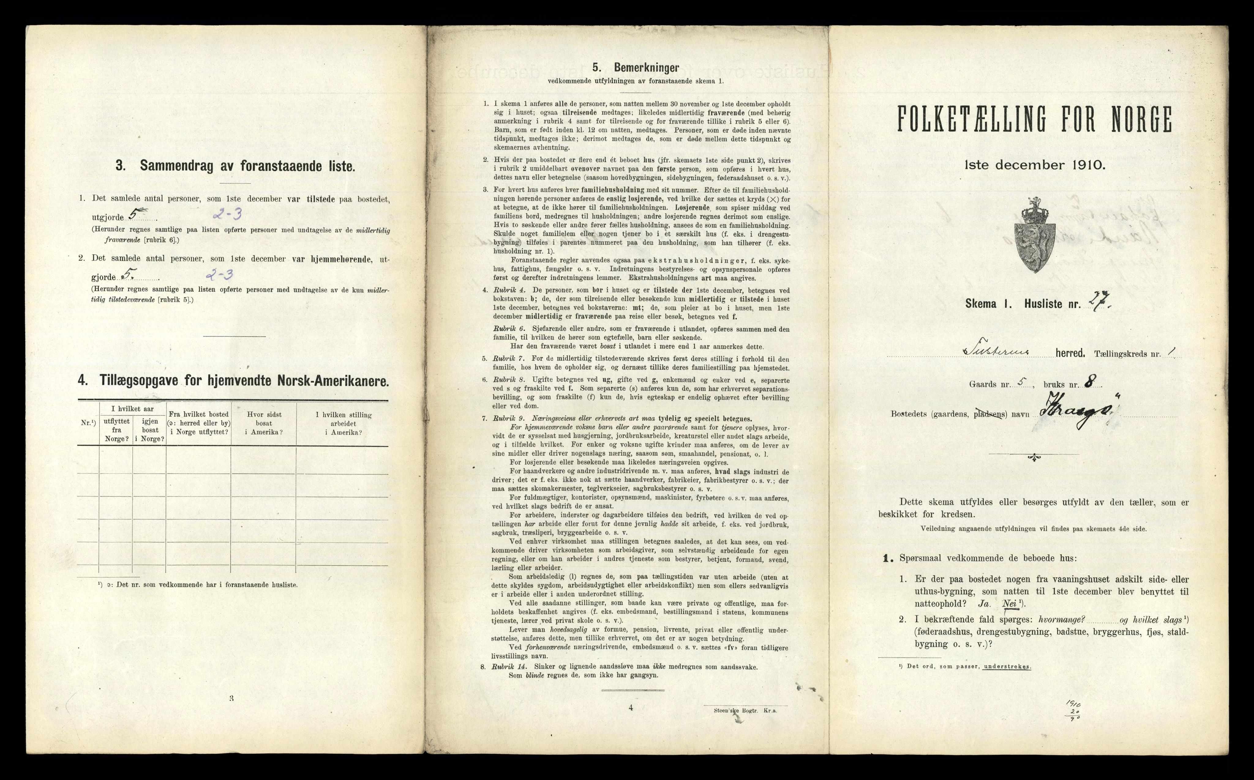 RA, 1910 census for Tustna, 1910, p. 84