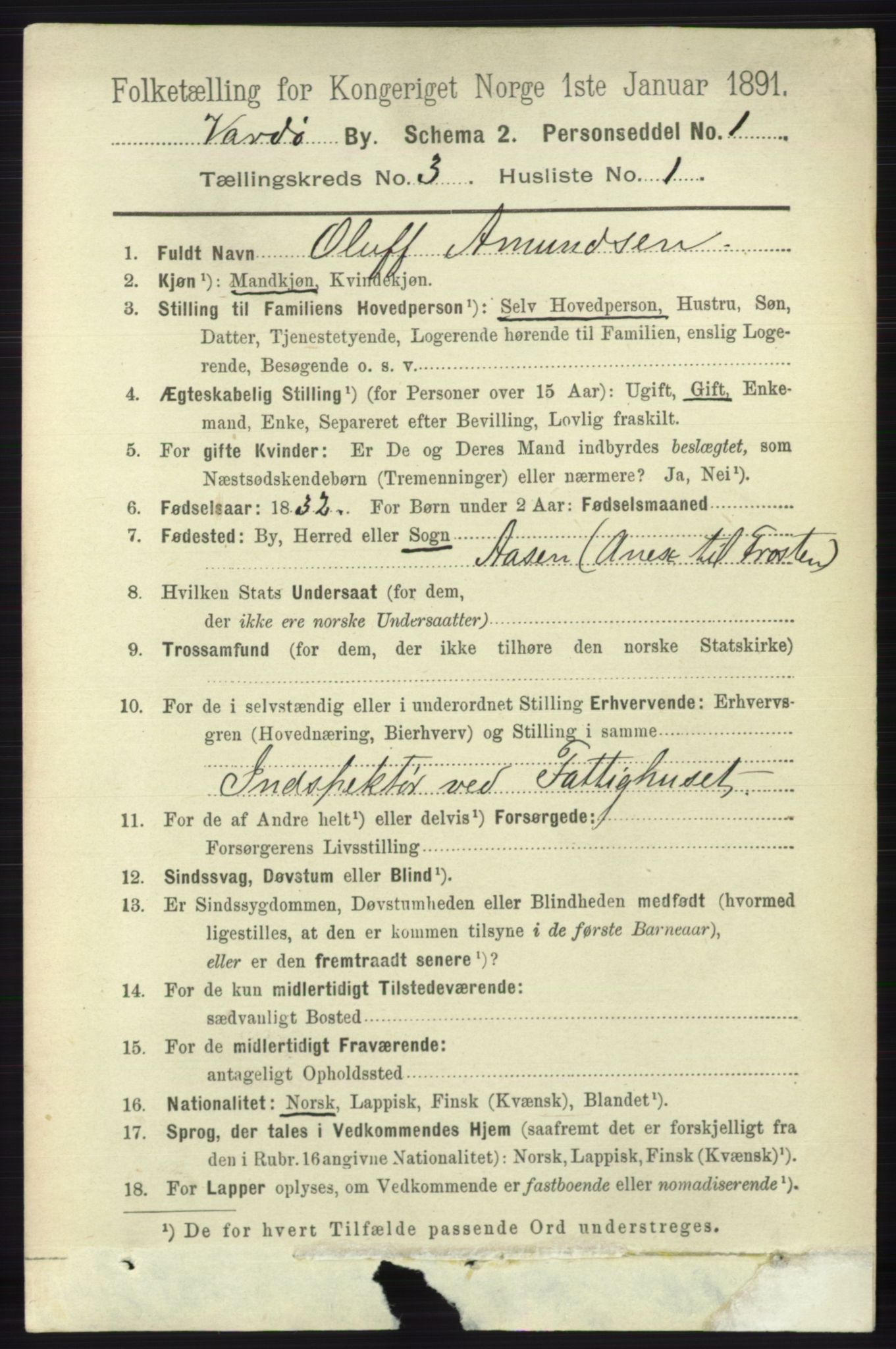 RA, 1891 census for 2002 Vardø, 1891, p. 1542