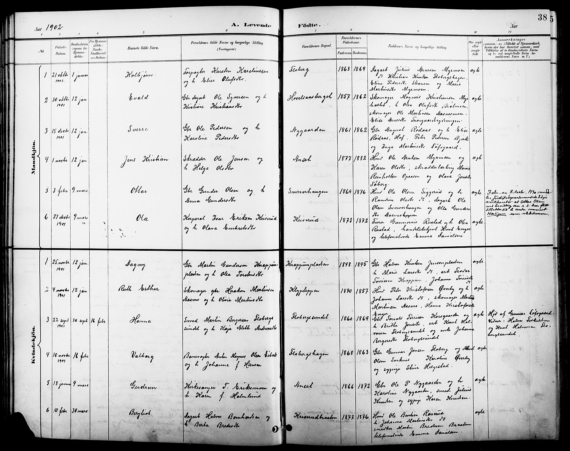 Åsnes prestekontor, SAH/PREST-042/H/Ha/Hab/L0004: Parish register (copy) no. 4, 1895-1909, p. 38