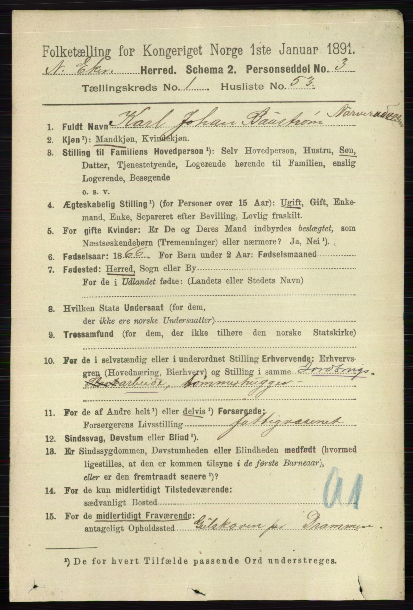 RA, 1891 census for 0625 Nedre Eiker, 1891, p. 363