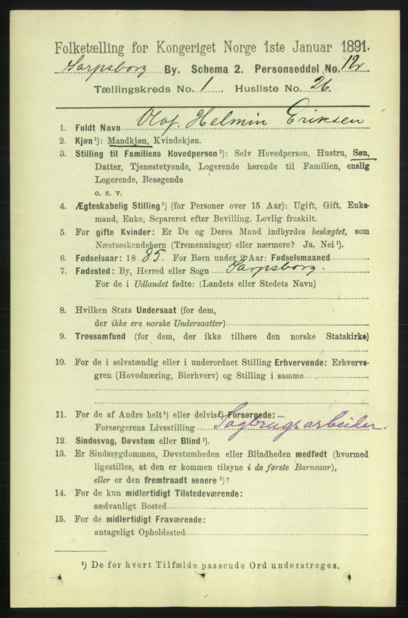 RA, 1891 census for 0102 Sarpsborg, 1891, p. 452