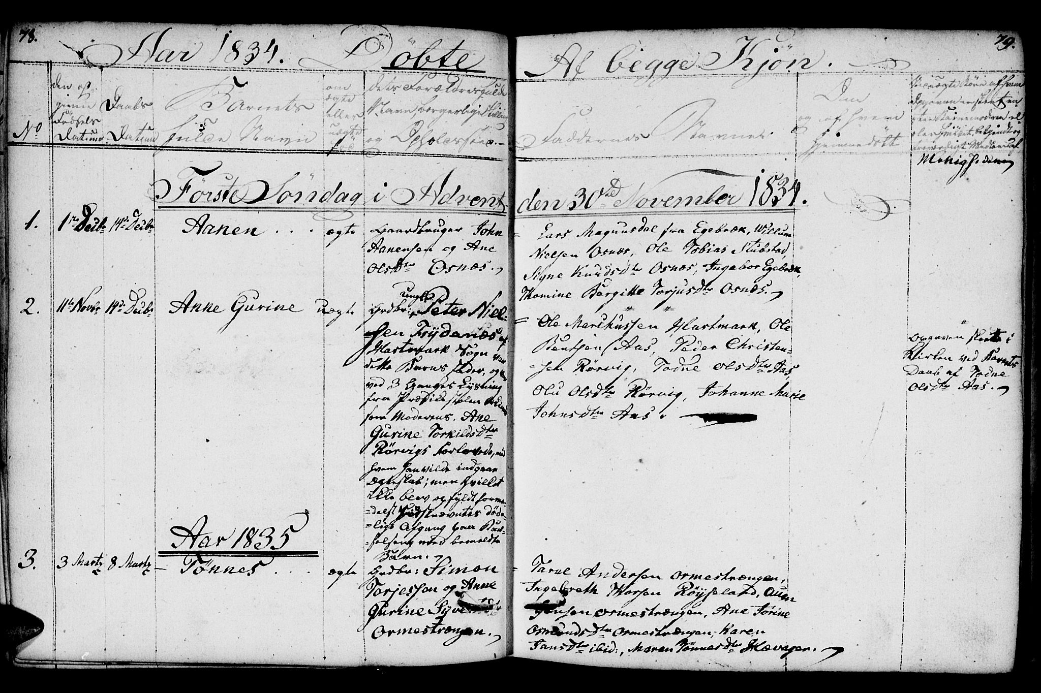 Mandal sokneprestkontor, SAK/1111-0030/F/Fb/Fbb/L0001: Parish register (copy) no. B 1, 1802-1846, p. 78-79