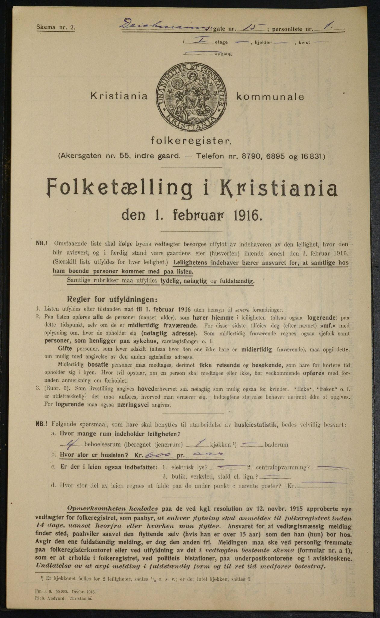 OBA, Municipal Census 1916 for Kristiania, 1916, p. 15724