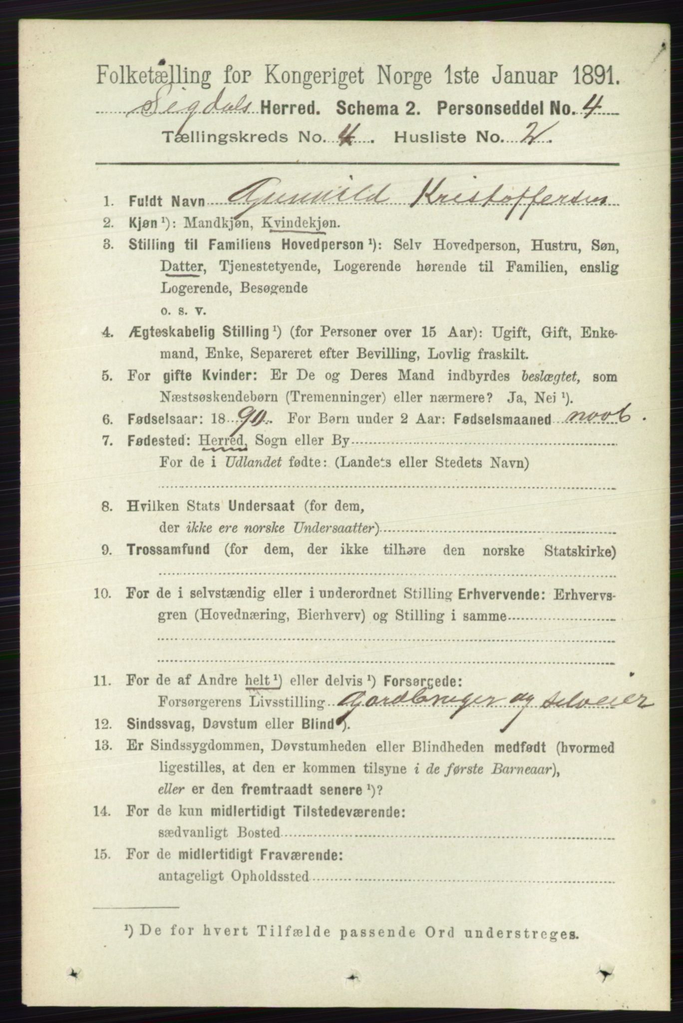 RA, 1891 census for 0621 Sigdal, 1891, p. 1658