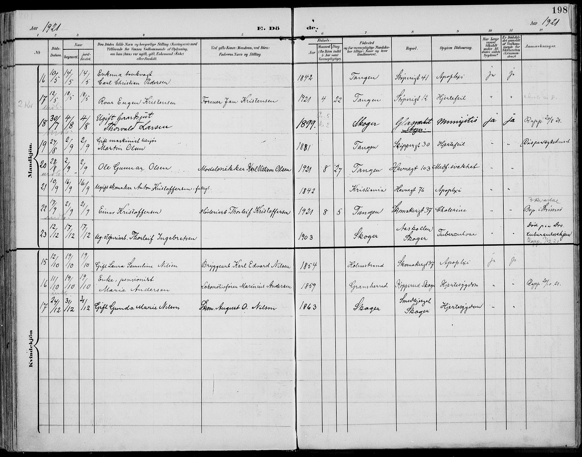 Strømsø kirkebøker, AV/SAKO-A-246/F/Fb/L0008: Parish register (official) no. II 8, 1902-1933, p. 198