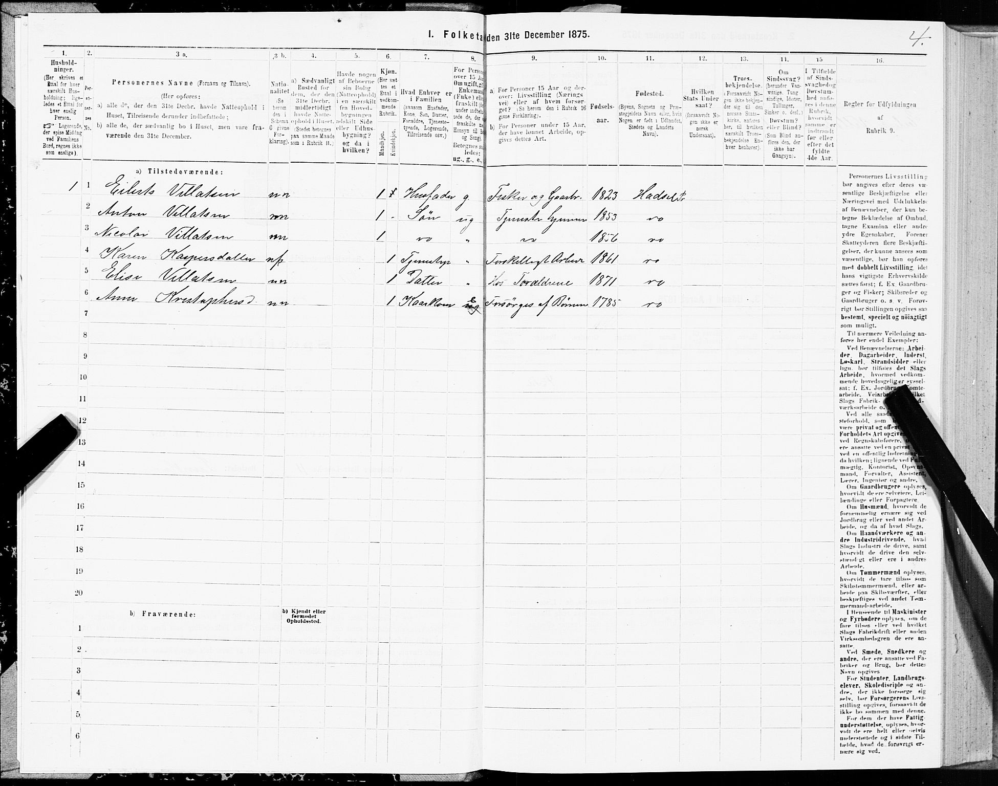 SAT, 1875 census for 1866P Hadsel, 1875, p. 1004