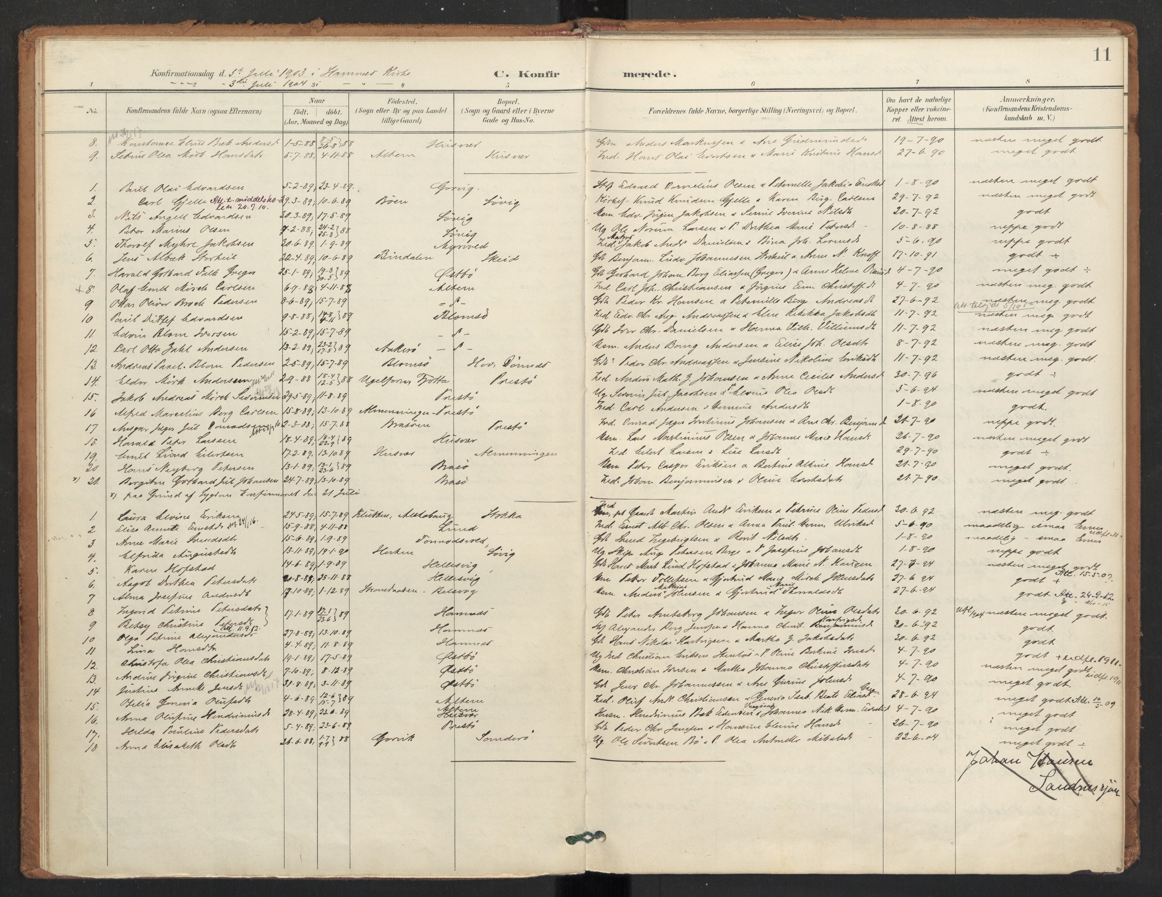 Ministerialprotokoller, klokkerbøker og fødselsregistre - Nordland, SAT/A-1459/830/L0454: Parish register (official) no. 830A18, 1897-1913, p. 11