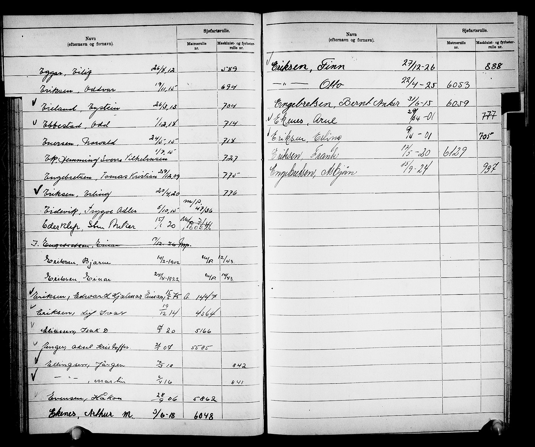 Drammen innrulleringsdistrikt, SAKO/A-781/G/Ga/L0002: Navneregister til rullene, 1940, p. 47