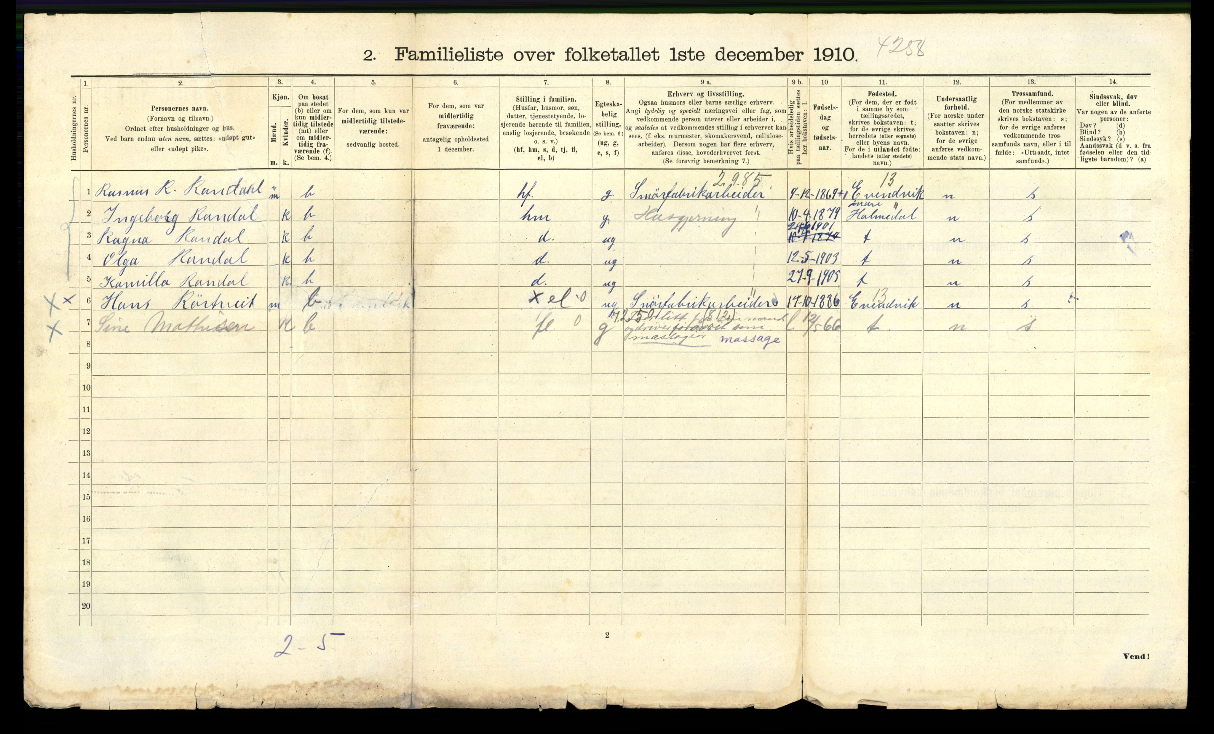 RA, 1910 census for Bergen, 1910, p. 7704