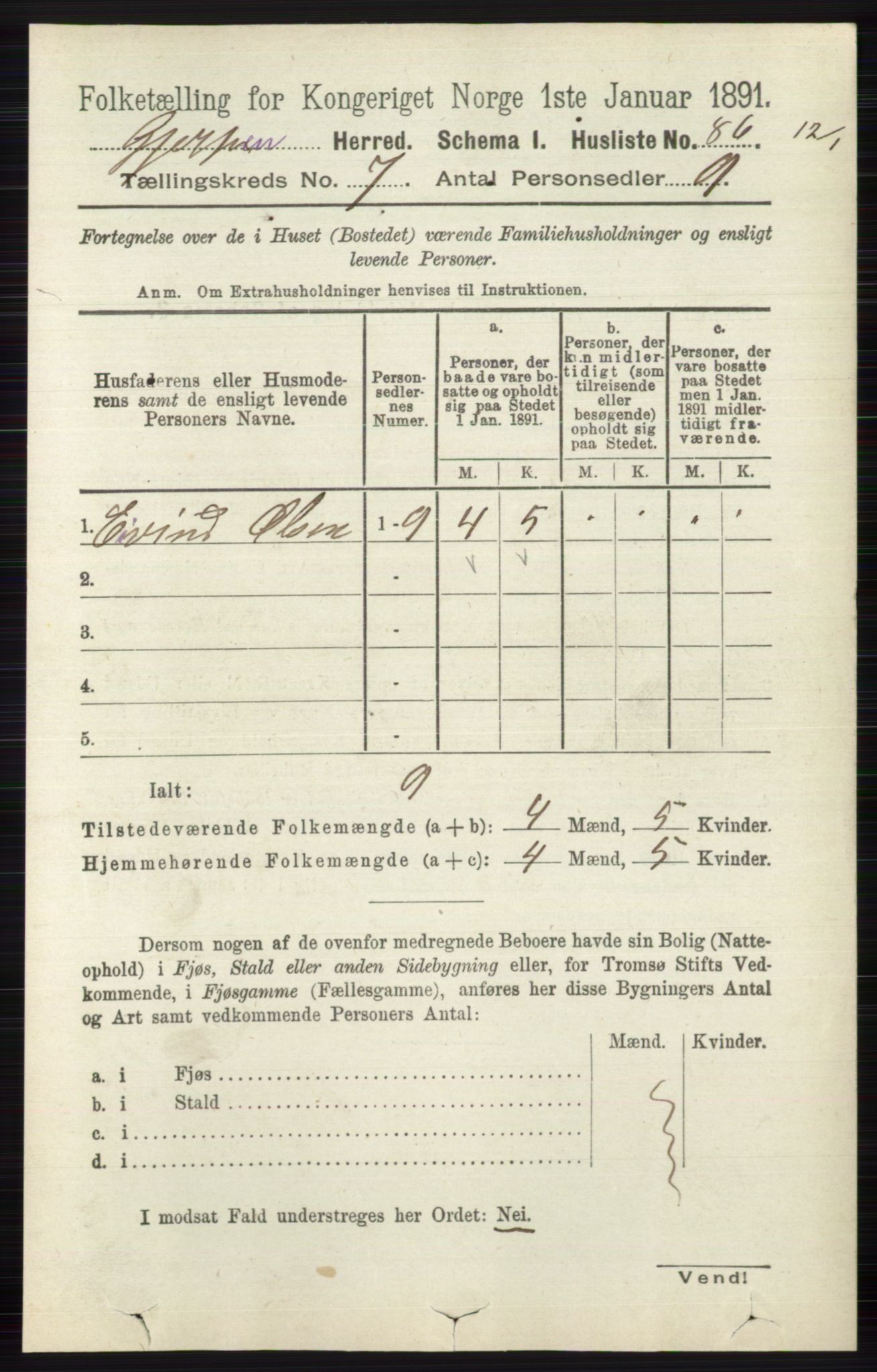 RA, 1891 census for 0812 Gjerpen, 1891, p. 3394