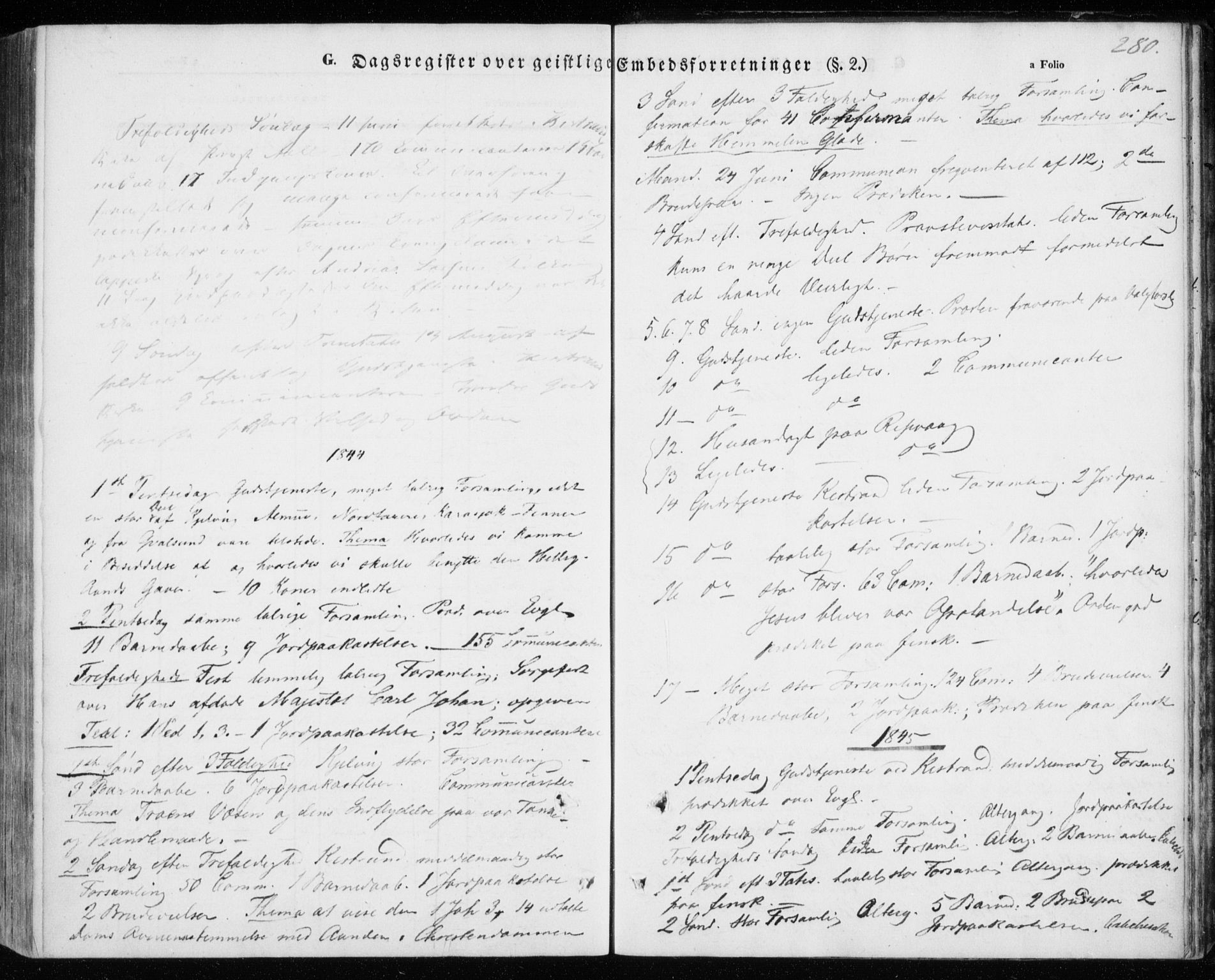 Kistrand/Porsanger sokneprestembete, SATØ/S-1351/H/Ha/L0004.kirke: Parish register (official) no. 4, 1843-1860, p. 280