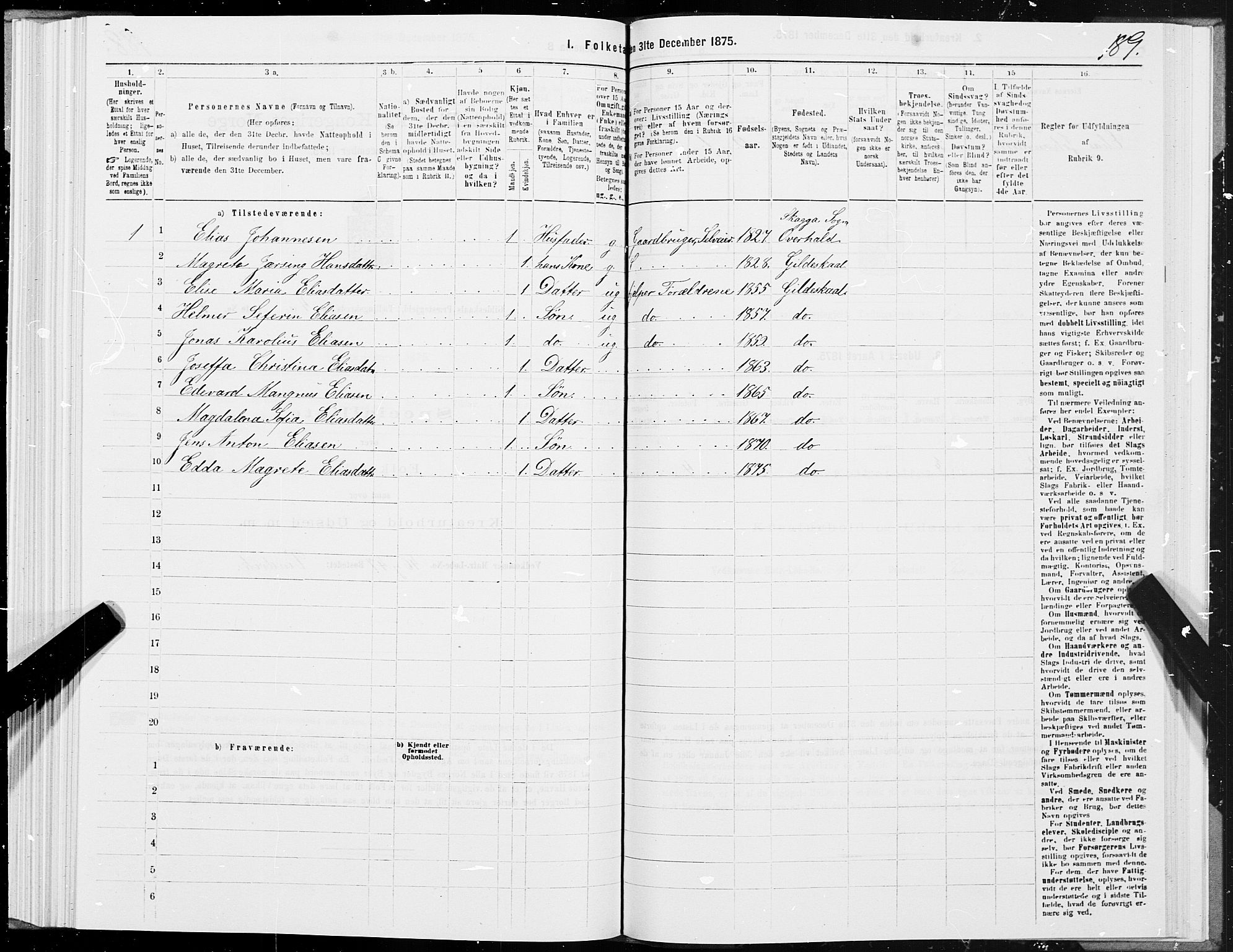 SAT, 1875 census for 1838P Gildeskål, 1875, p. 2189