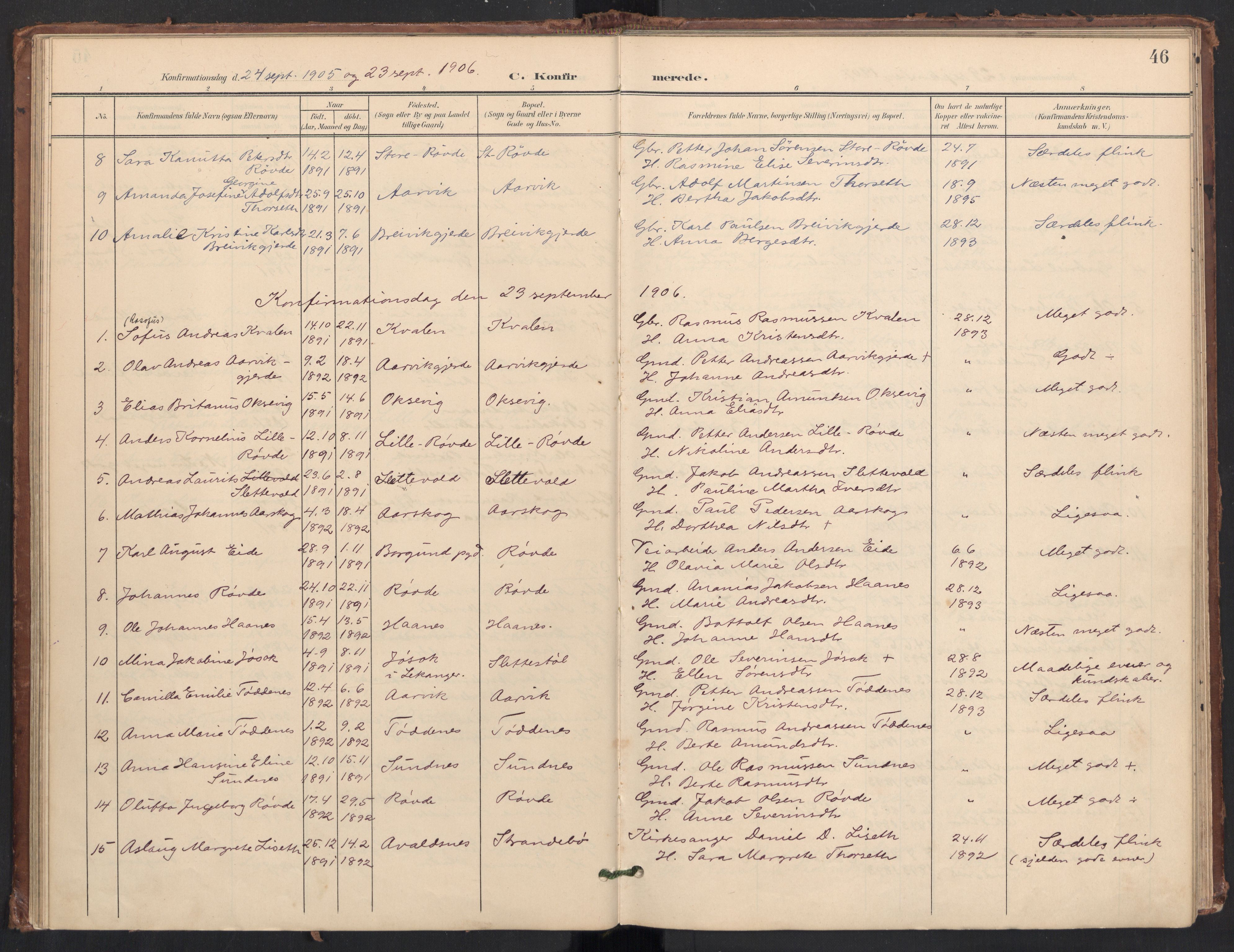 Ministerialprotokoller, klokkerbøker og fødselsregistre - Møre og Romsdal, SAT/A-1454/504/L0057: Parish register (official) no. 504A04, 1902-1919, p. 46