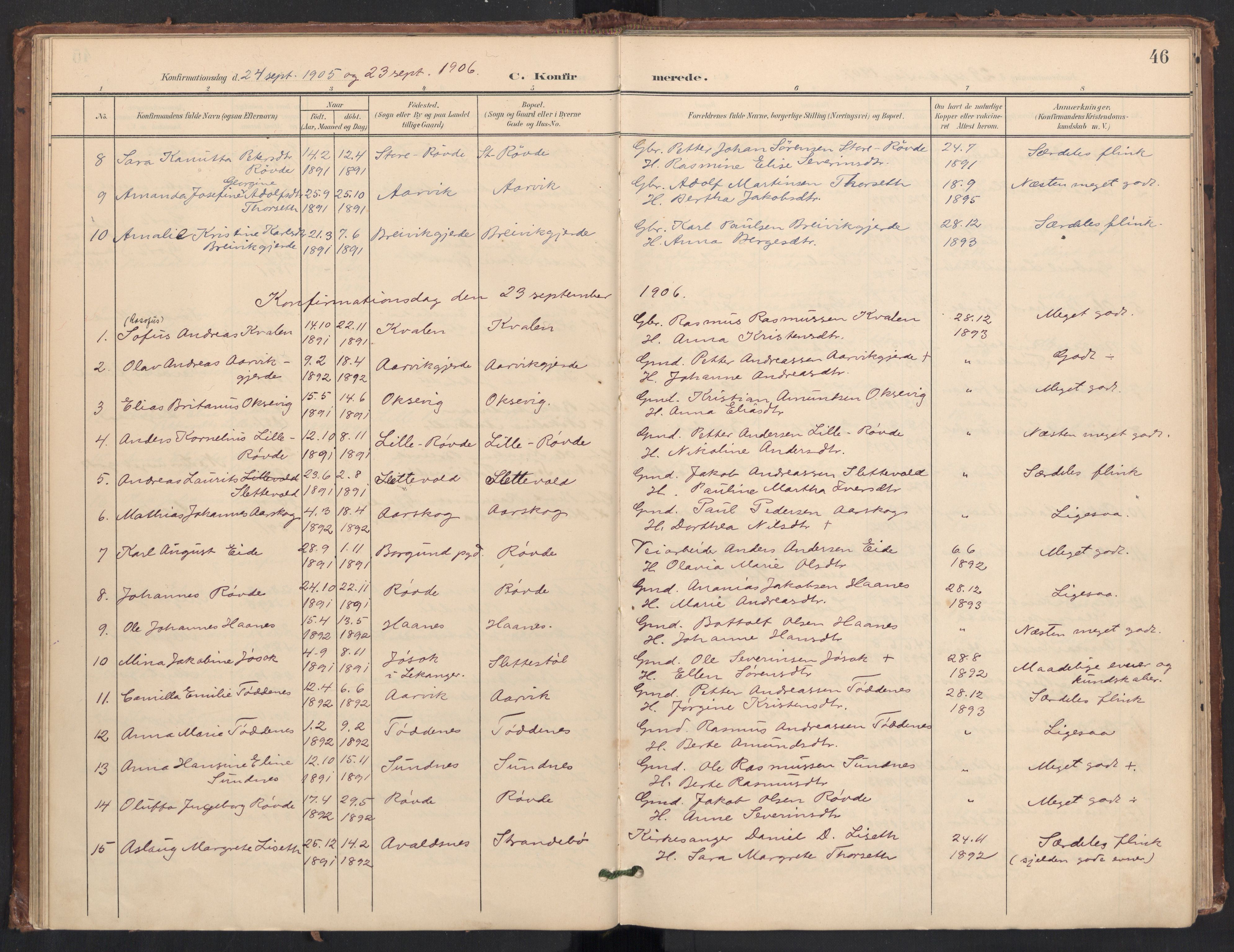 Ministerialprotokoller, klokkerbøker og fødselsregistre - Møre og Romsdal, AV/SAT-A-1454/504/L0057: Parish register (official) no. 504A04, 1902-1919, p. 46