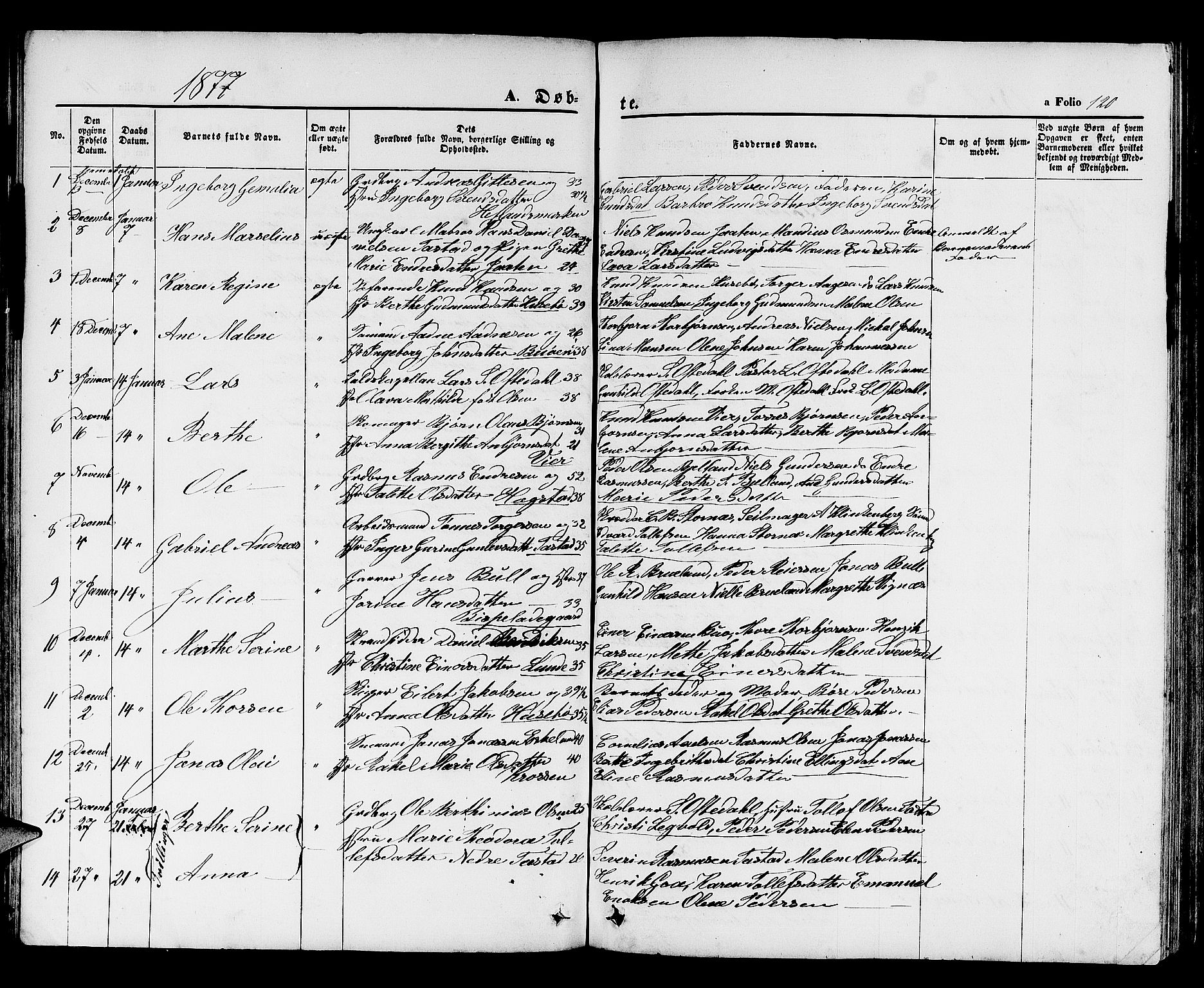 Hetland sokneprestkontor, SAST/A-101826/30/30BB/L0003: Parish register (copy) no. B 3, 1863-1877, p. 120