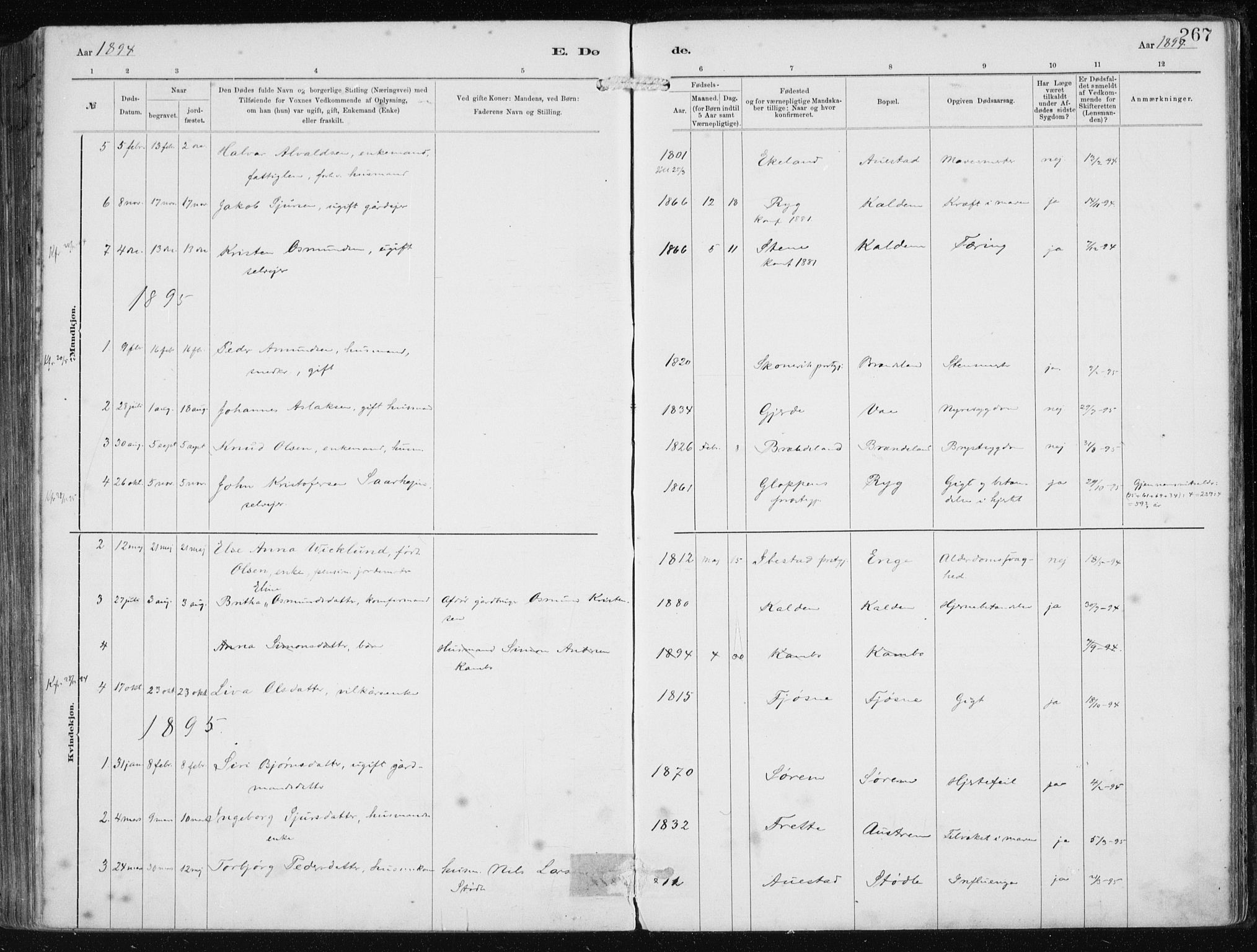 Etne sokneprestembete, SAB/A-75001/H/Haa: Parish register (official) no. B  1, 1879-1919, p. 267