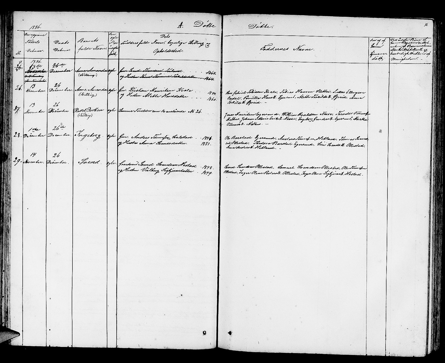 Helleland sokneprestkontor, AV/SAST-A-101810: Parish register (copy) no. B 2, 1848-1886, p. 76