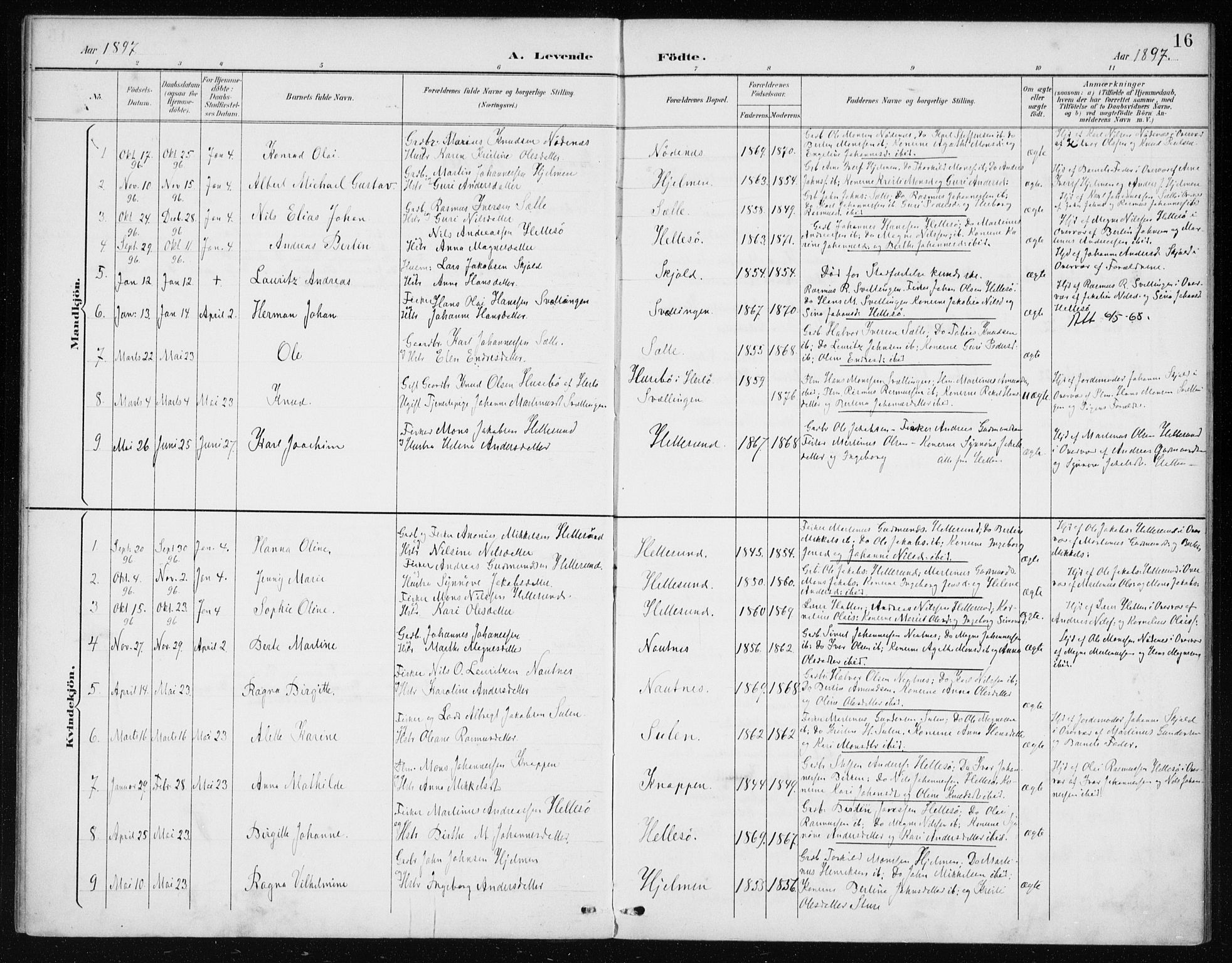 Manger sokneprestembete, SAB/A-76801/H/Haa: Parish register (official) no. E  2, 1891-1902, p. 16