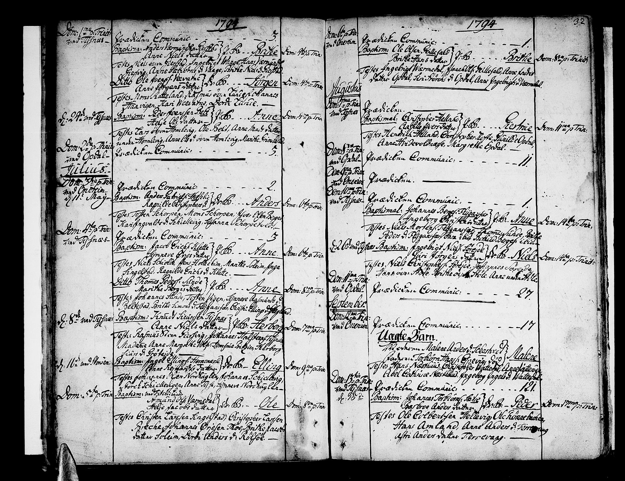 Tysnes sokneprestembete, AV/SAB-A-78601/H/Haa: Parish register (official) no. A 2 /1, 1732-1804, p. 32