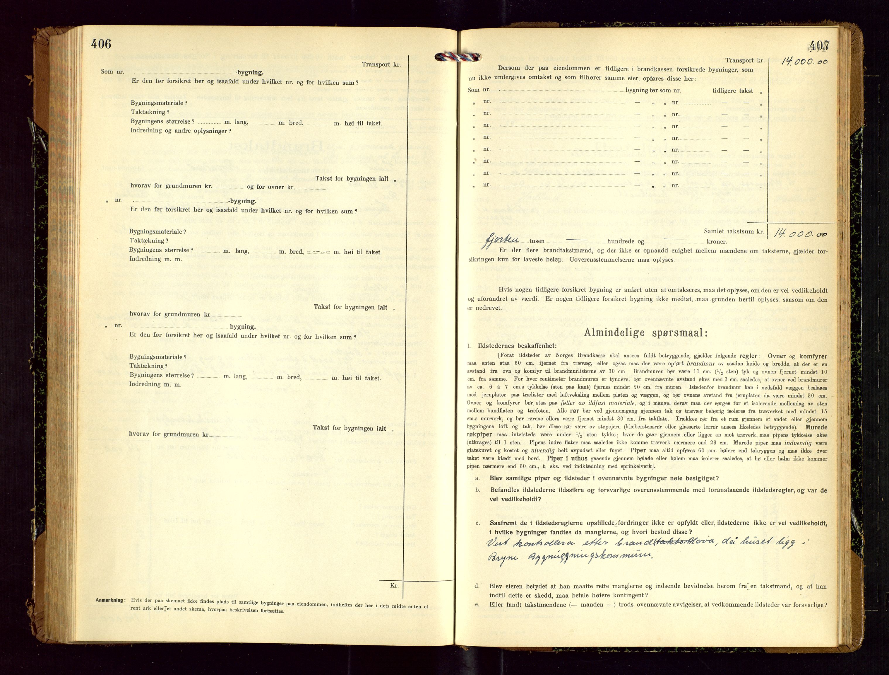 Time lensmannskontor, SAST/A-100420/Gob/L0002: Branntakstprotokoll, 1919-1952, p. 406-407