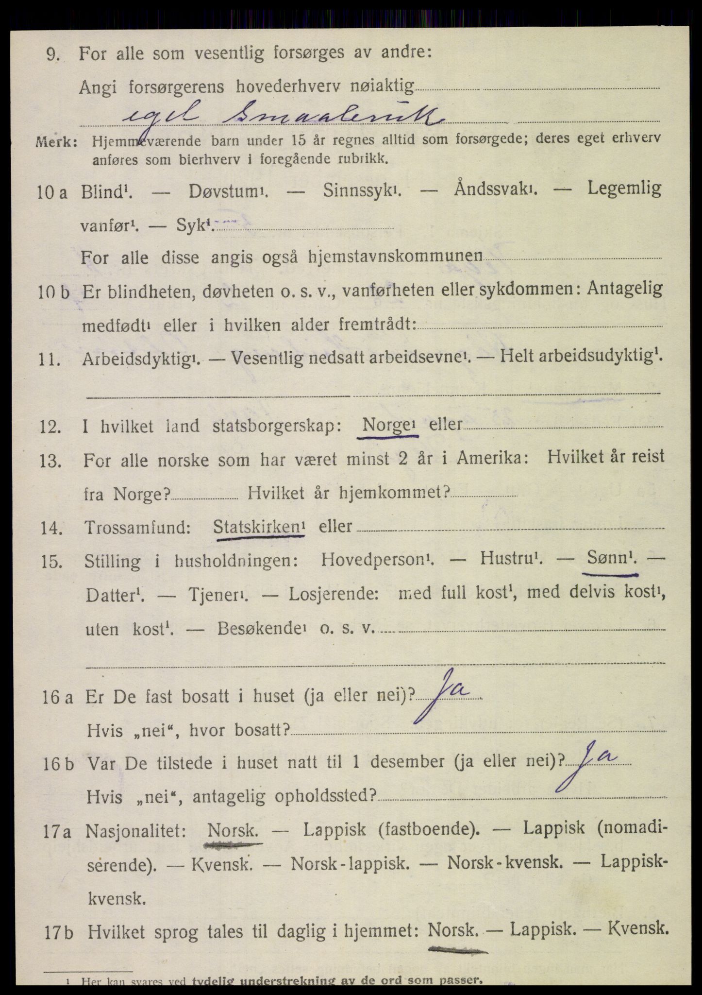 SAT, 1920 census for Vega, 1920, p. 1256