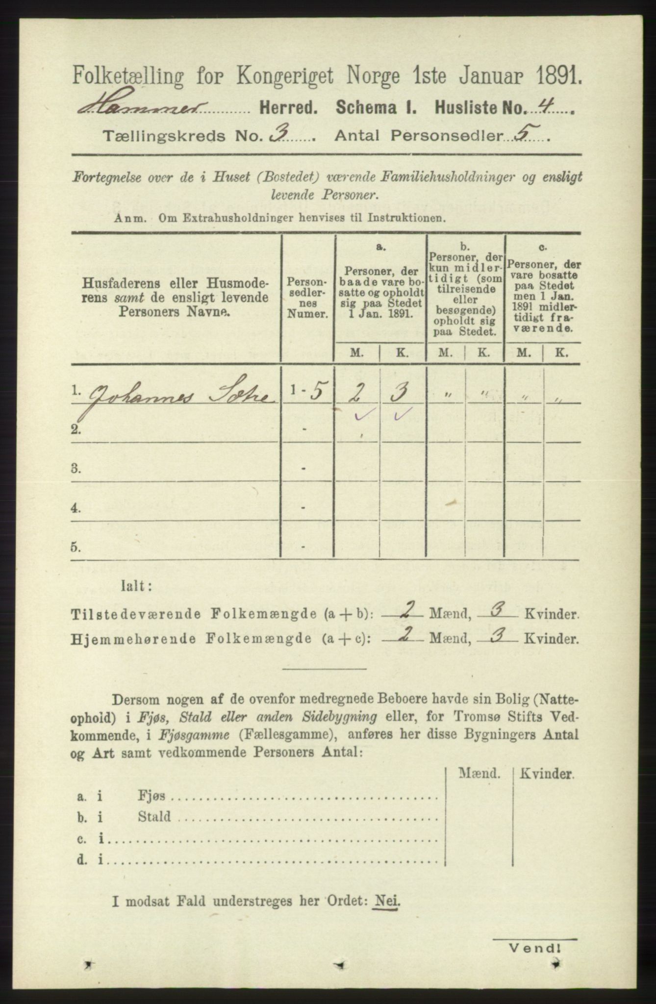 RA, 1891 census for 1254 Hamre, 1891, p. 479