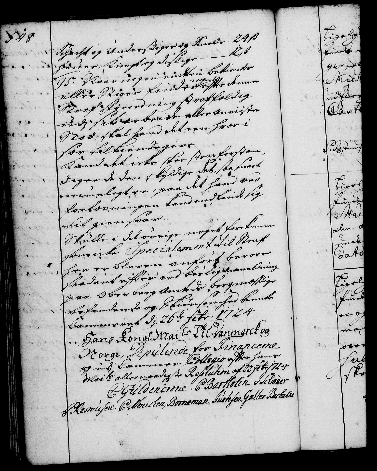 Rentekammeret, Kammerkanselliet, RA/EA-3111/G/Gg/Ggi/L0001: Norsk instruksjonsprotokoll med register (merket RK 53.34), 1720-1729, p. 548