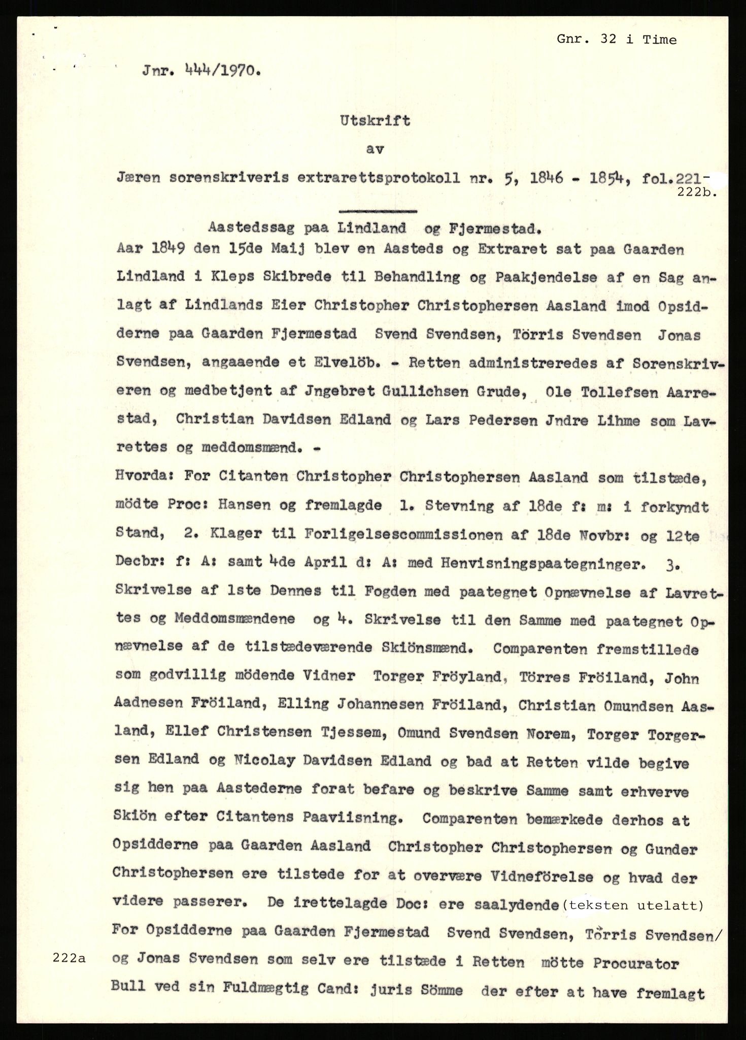 Statsarkivet i Stavanger, AV/SAST-A-101971/03/Y/Yj/L0021: Avskrifter sortert etter gårdsnavn: Fiveland - Fosen, 1750-1930, p. 221