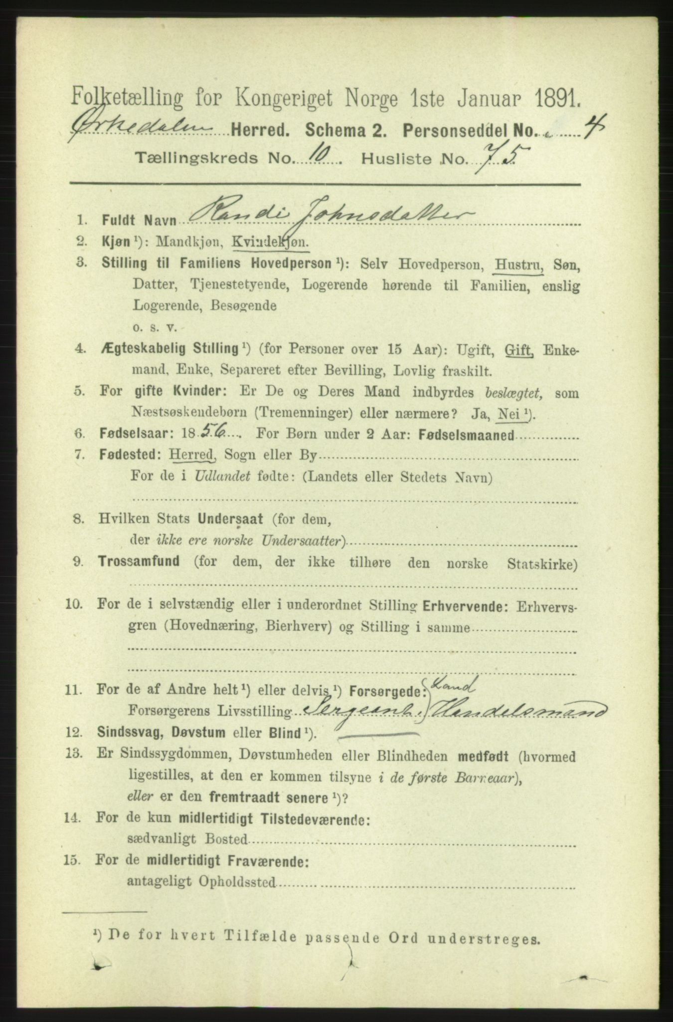 RA, 1891 census for 1638 Orkdal, 1891, p. 5066