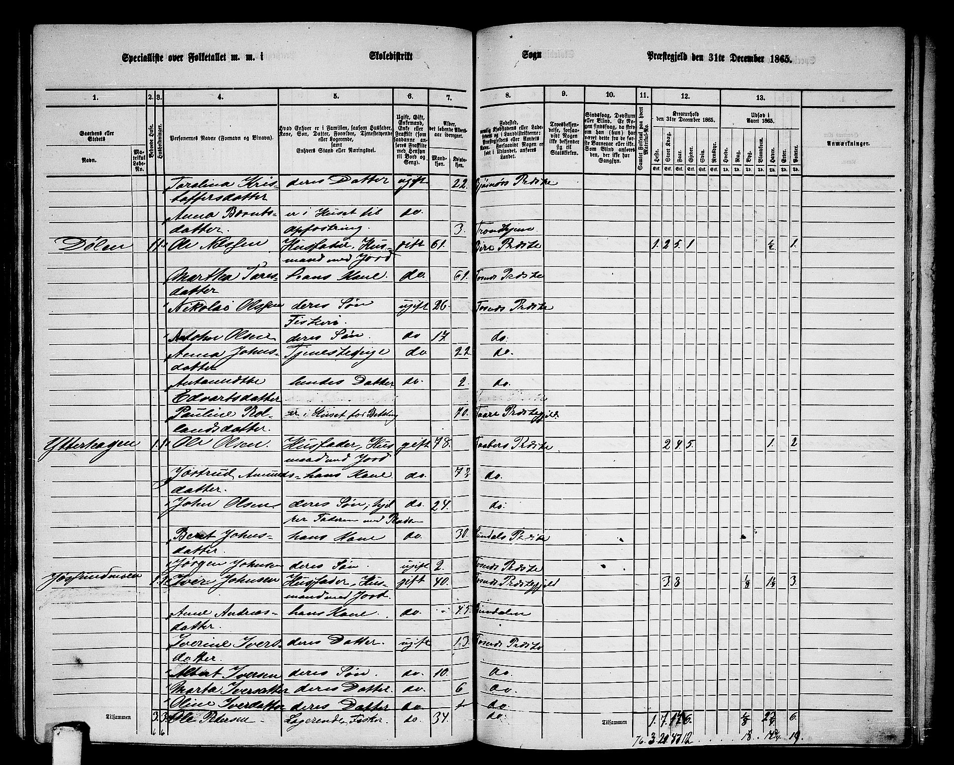 RA, 1865 census for Fosnes, 1865, p. 118