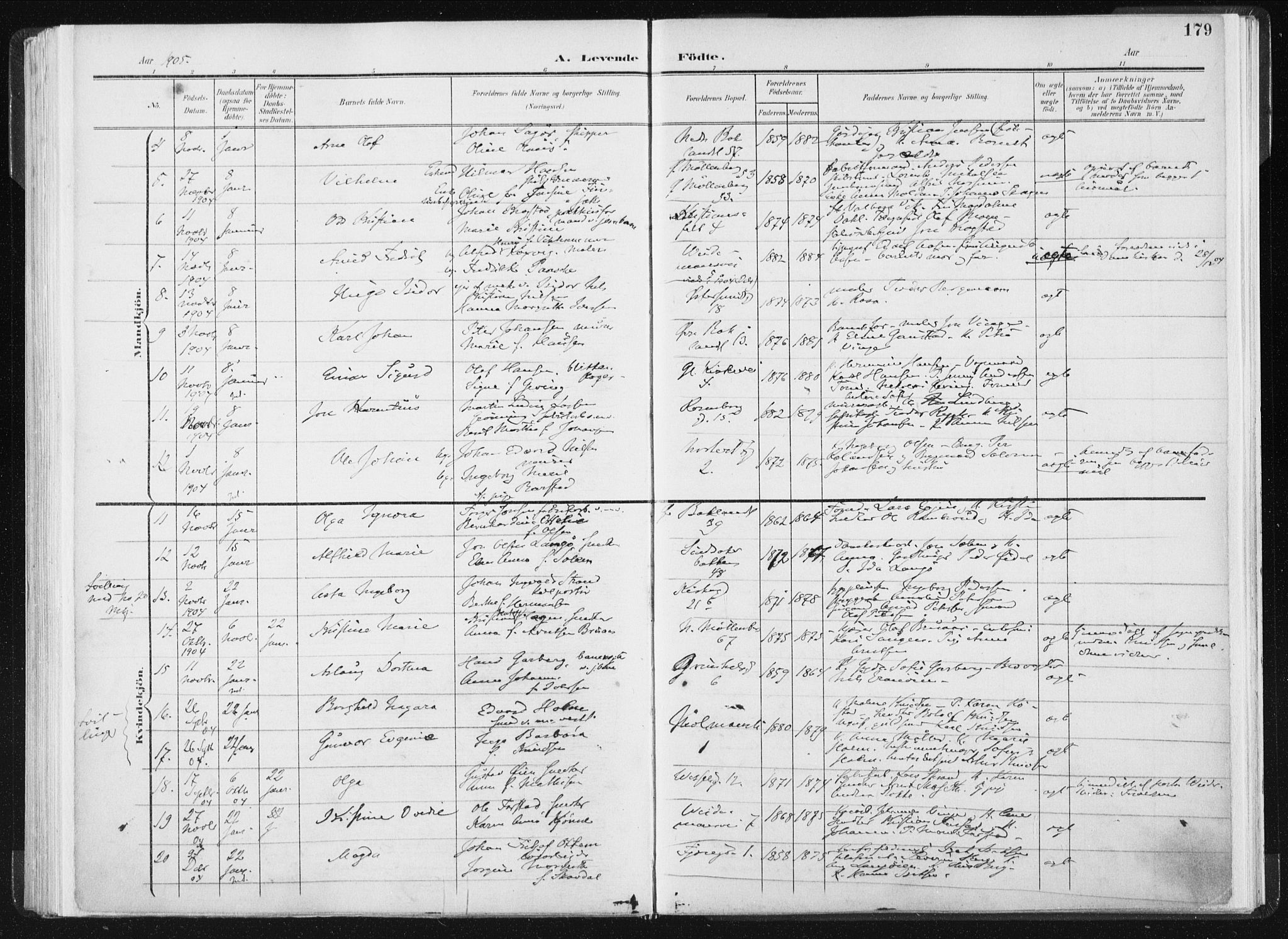 Ministerialprotokoller, klokkerbøker og fødselsregistre - Sør-Trøndelag, SAT/A-1456/604/L0199: Parish register (official) no. 604A20I, 1901-1906, p. 179