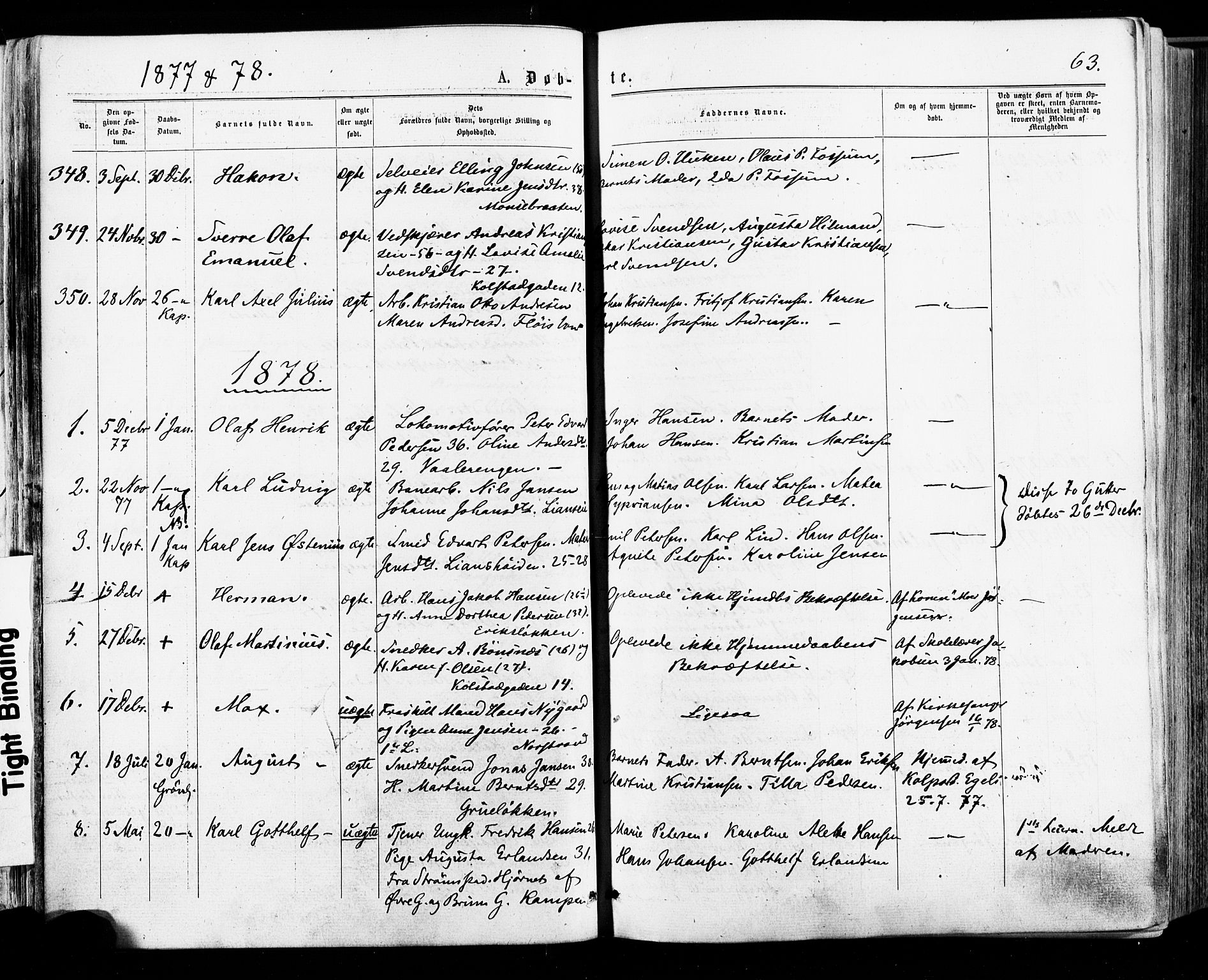 Østre Aker prestekontor Kirkebøker, AV/SAO-A-10840/F/Fa/L0004: Parish register (official) no. I 4, 1876-1889, p. 63