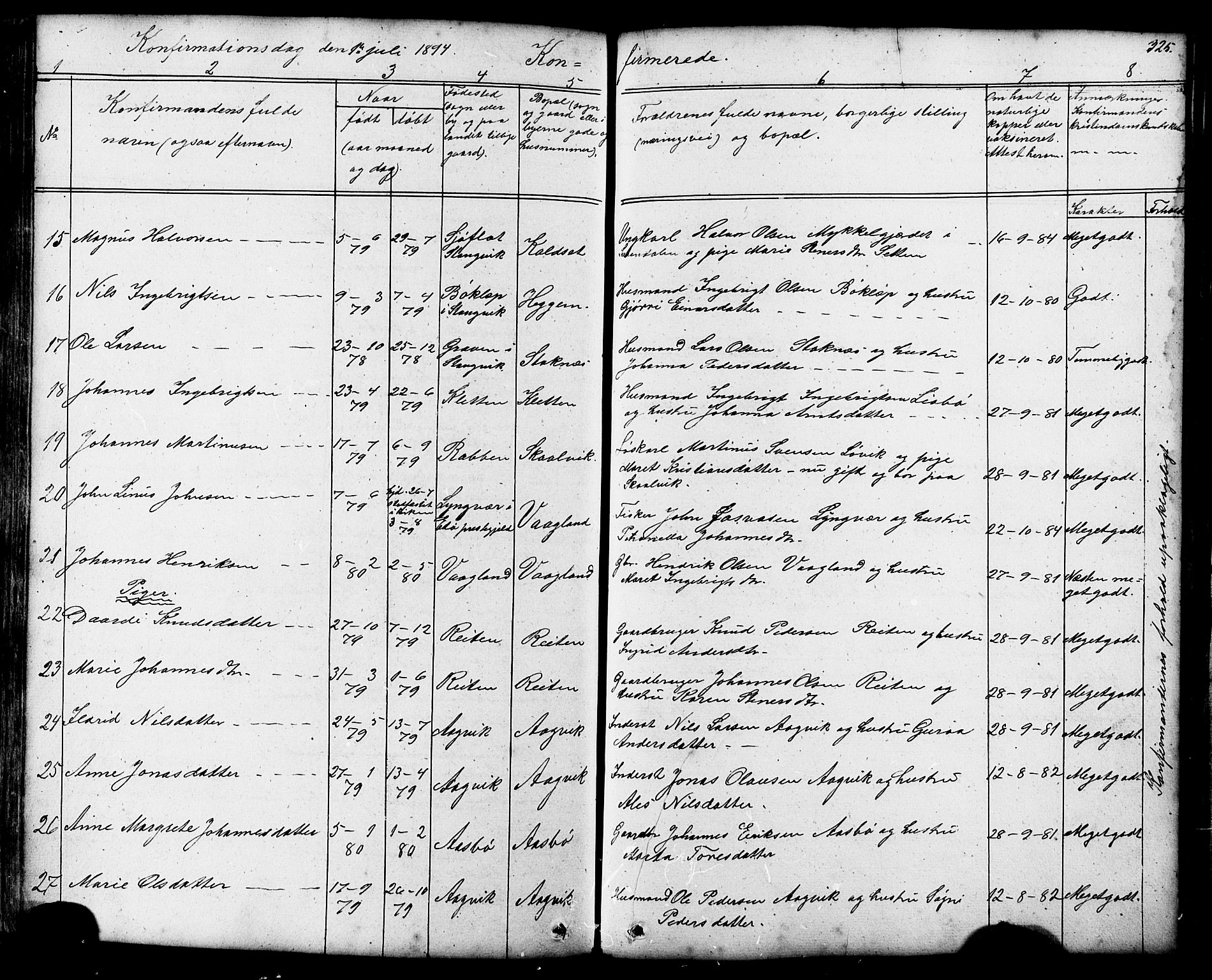 Ministerialprotokoller, klokkerbøker og fødselsregistre - Møre og Romsdal, AV/SAT-A-1454/576/L0890: Parish register (copy) no. 576C01, 1837-1908, p. 325