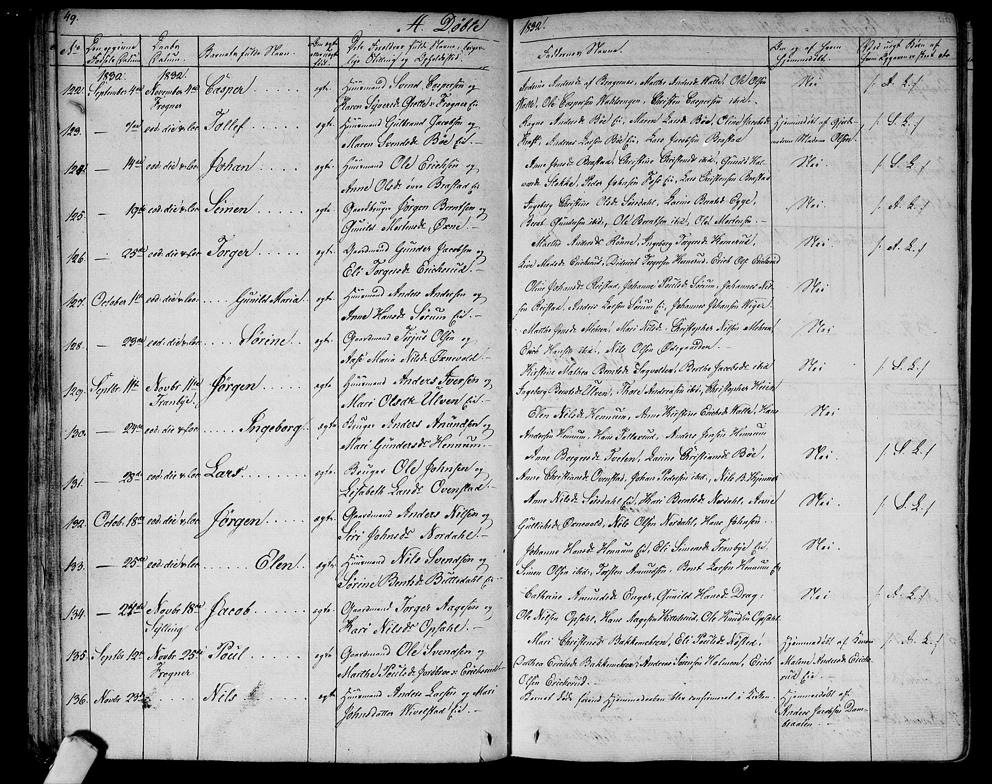 Lier kirkebøker, AV/SAKO-A-230/F/Fa/L0010: Parish register (official) no. I 10, 1827-1843, p. 49