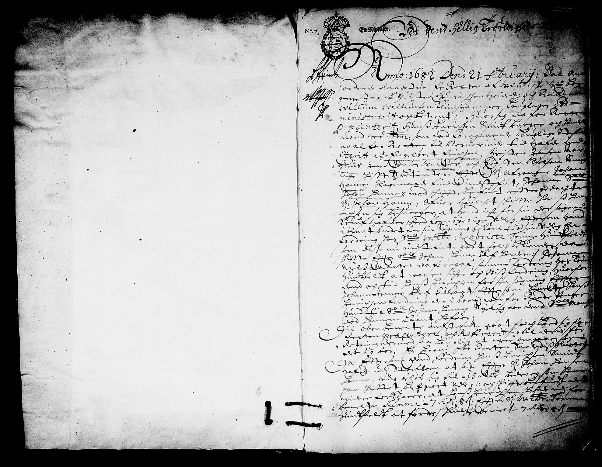 Fredrikshald rådstuerett, AV/SAO-A-11129/A/L0001: Rådstuprotokoll, 1682, p. 0b-1a