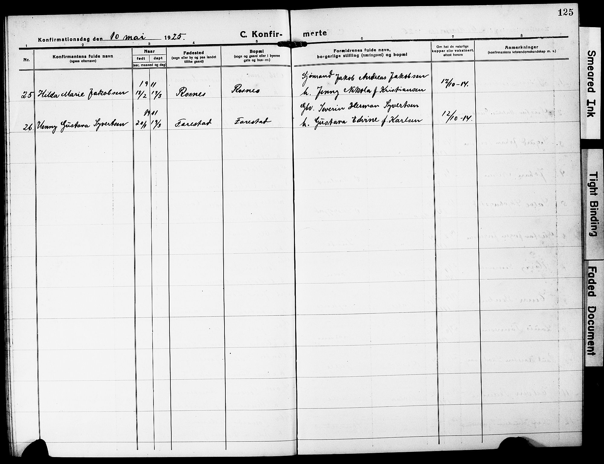 Mandal sokneprestkontor, AV/SAK-1111-0030/F/Fb/Fba/L0013: Parish register (copy) no. B 7, 1918-1931, p. 125