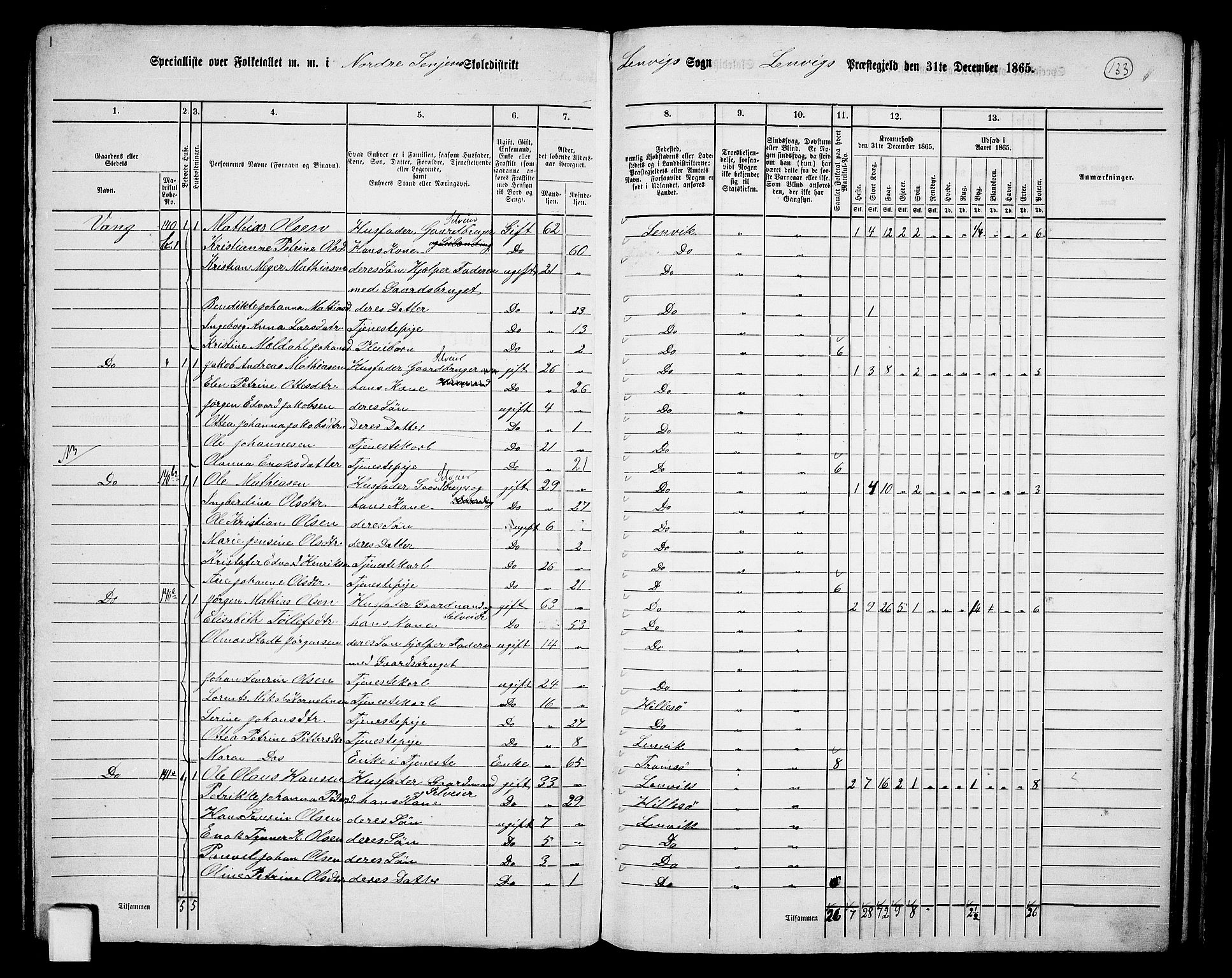 RA, 1865 census for Lenvik, 1865, p. 114