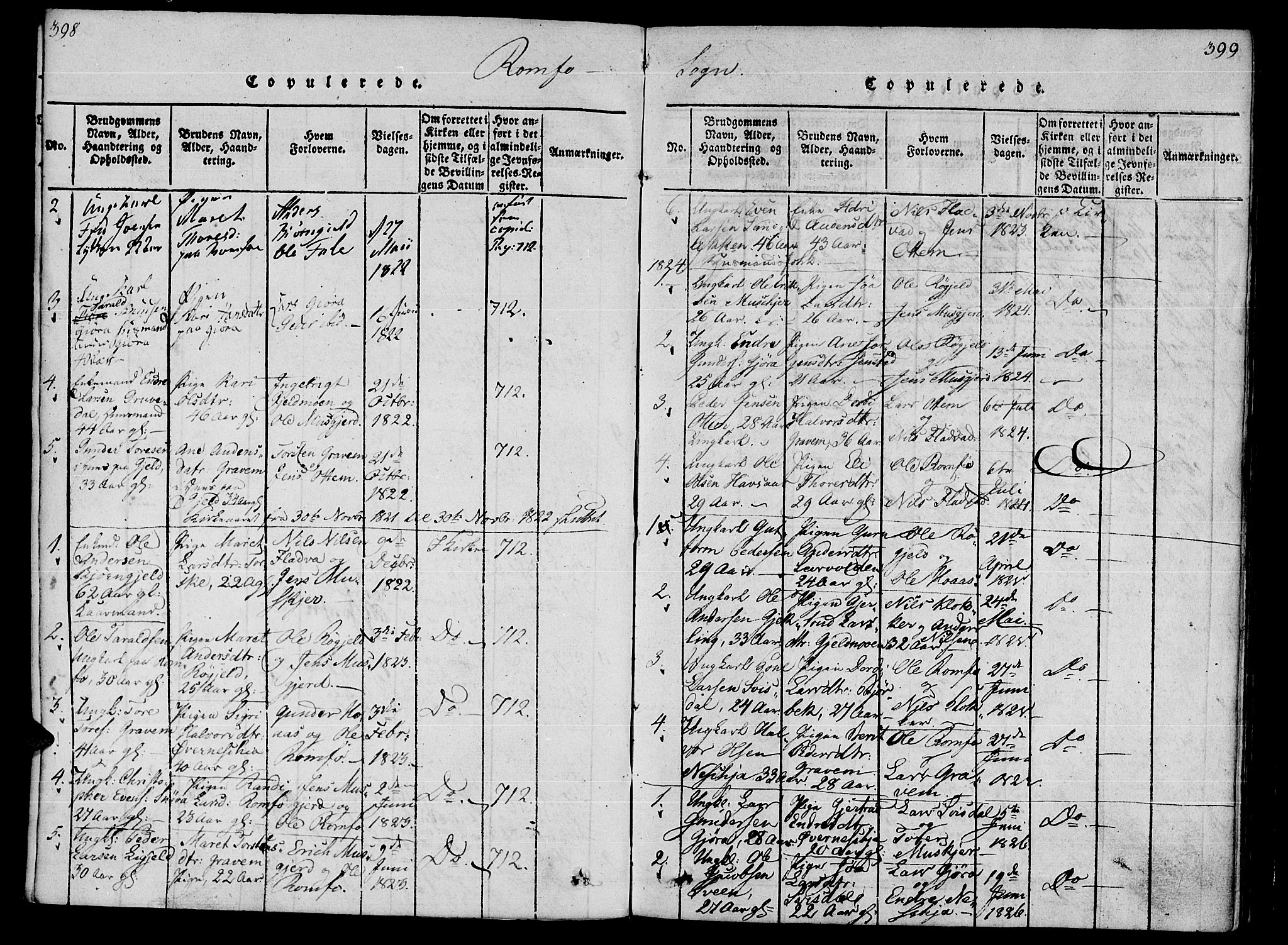 Ministerialprotokoller, klokkerbøker og fødselsregistre - Møre og Romsdal, SAT/A-1454/590/L1010: Parish register (official) no. 590A03 /2, 1820-1832, p. 398-399